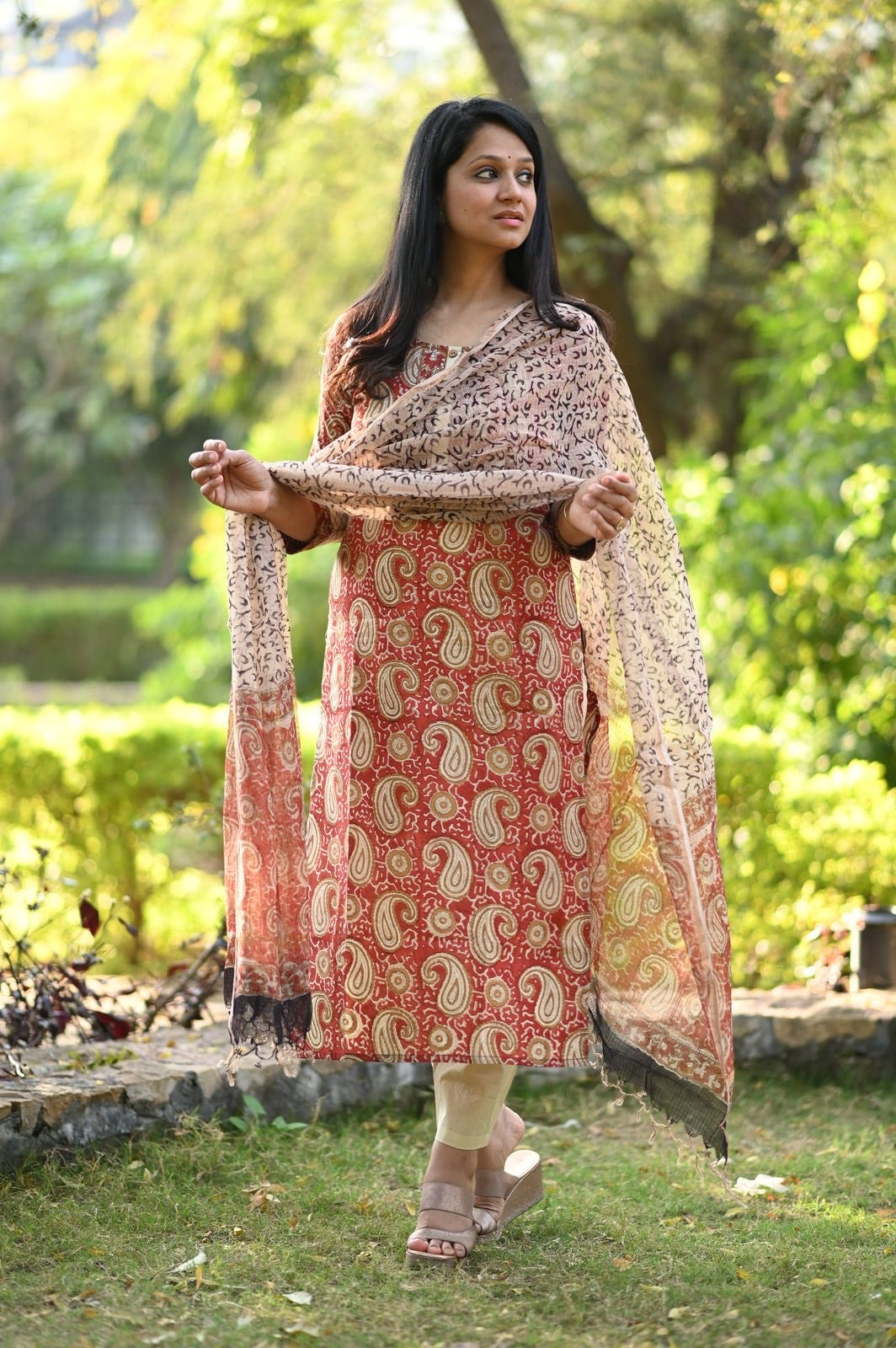 Cotton suit with kota doriya dupatta