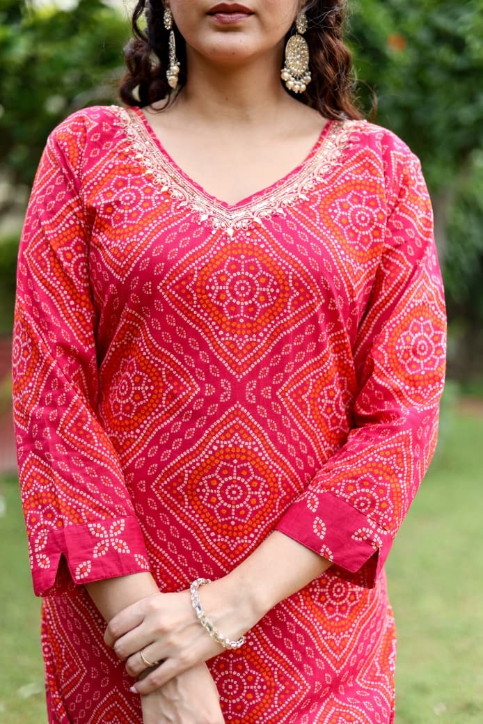 Cotton Bandhani Suit