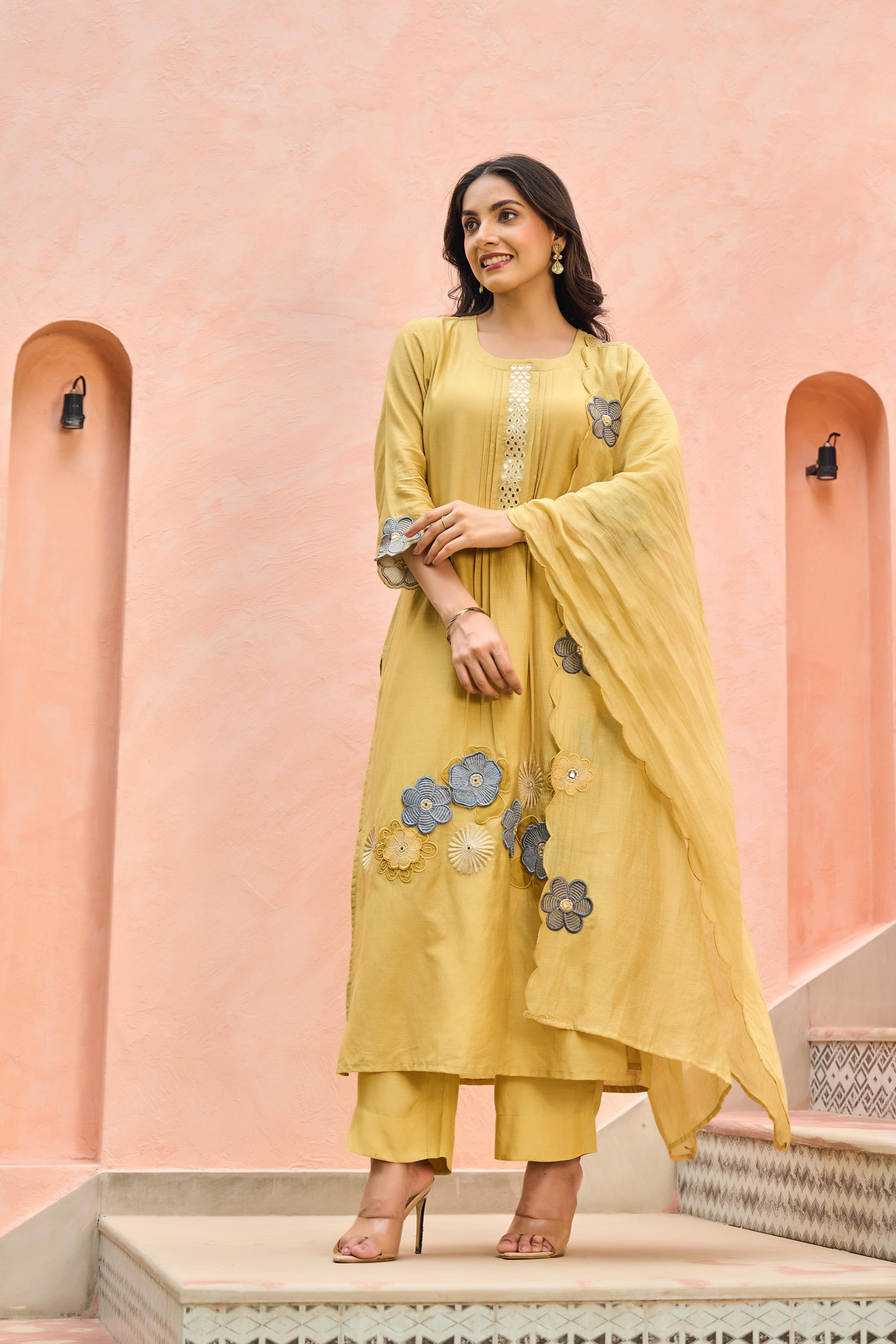 Mul Chanderi 3D design