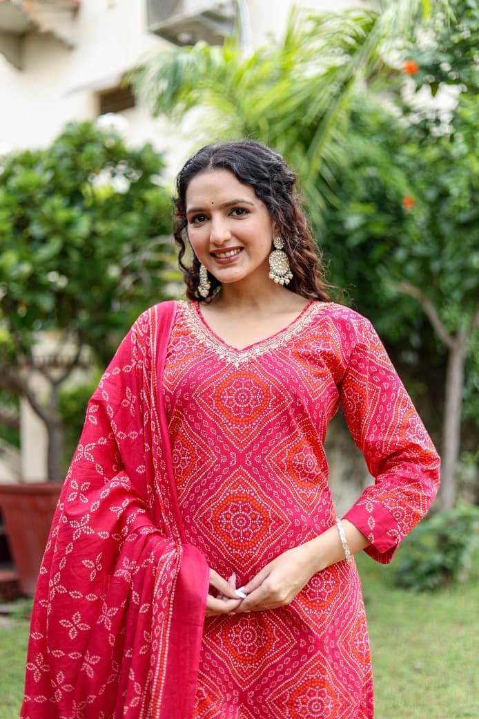 Cotton Bandhani Suit