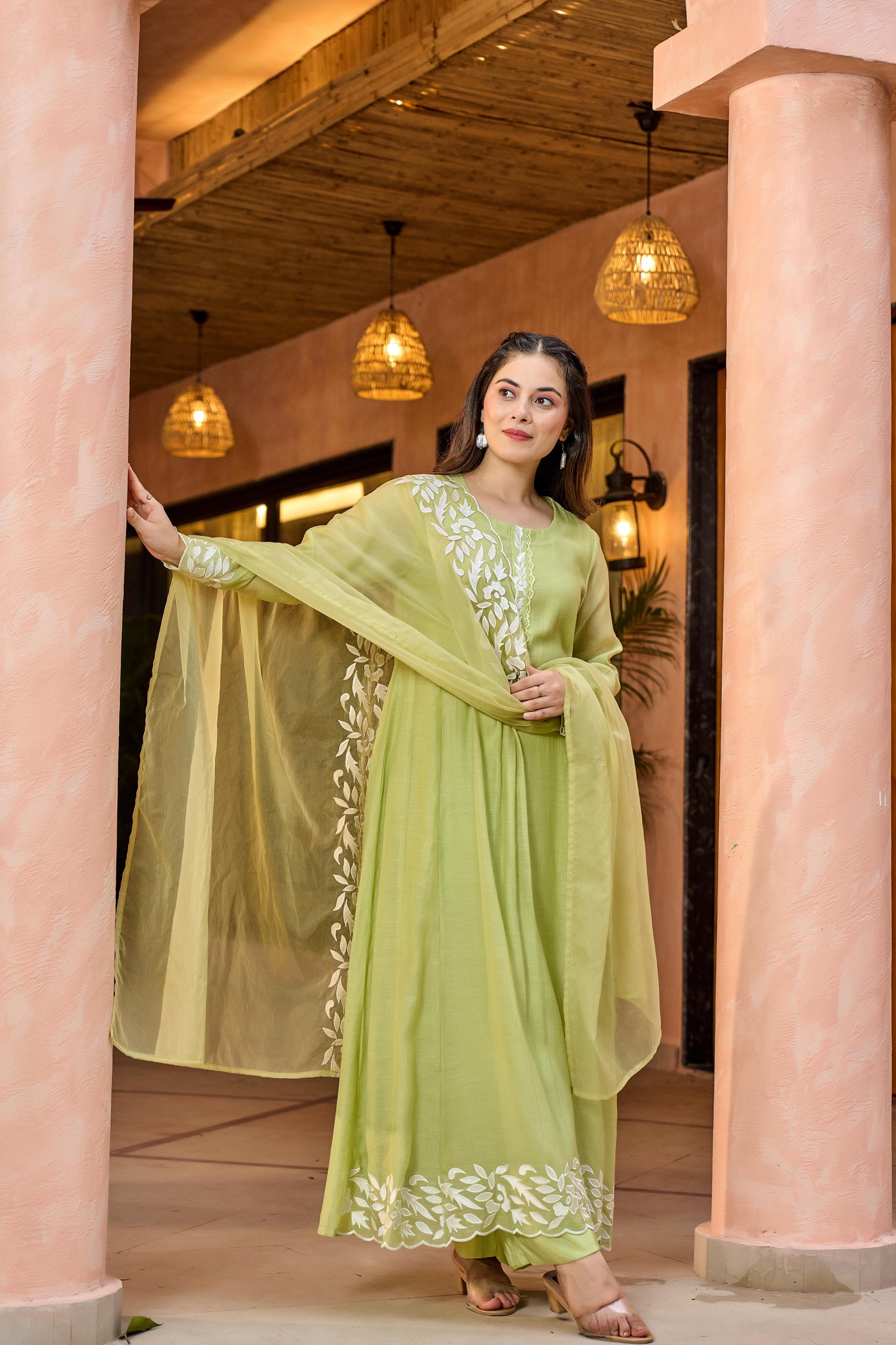 Pastel mul chanderi suit