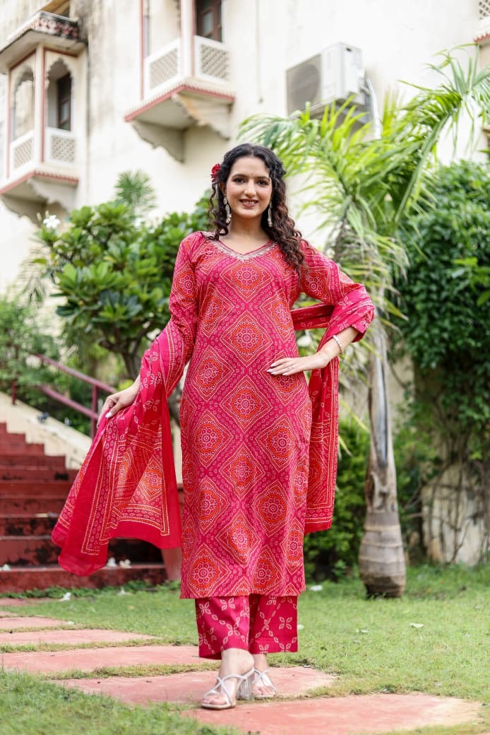 Cotton Bandhani Suit