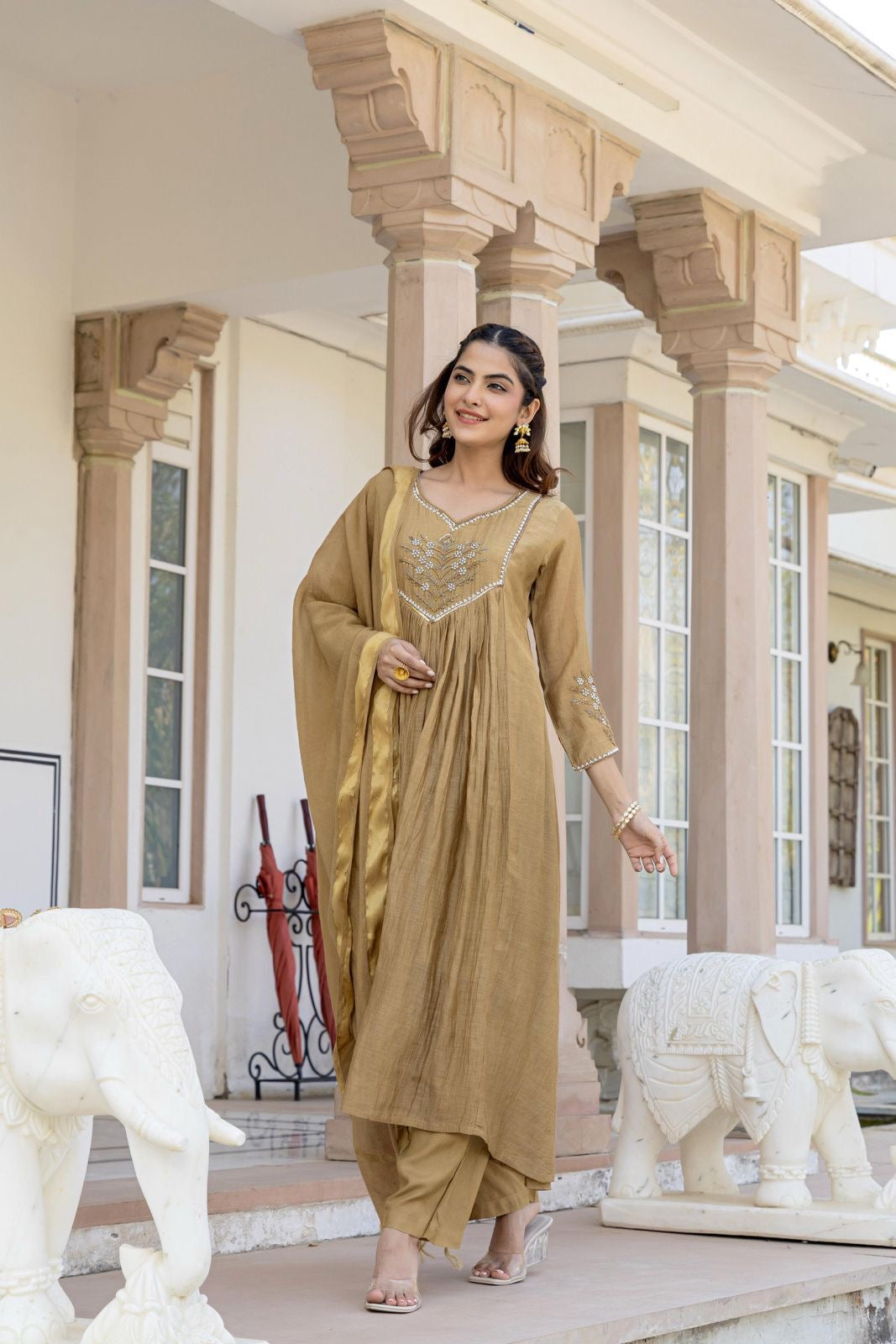 Handwork Golden Mul Chanderi