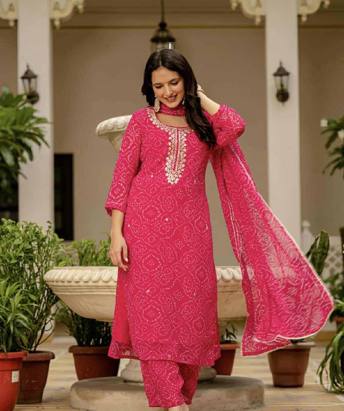 Bhandhani kurti Pant Suit