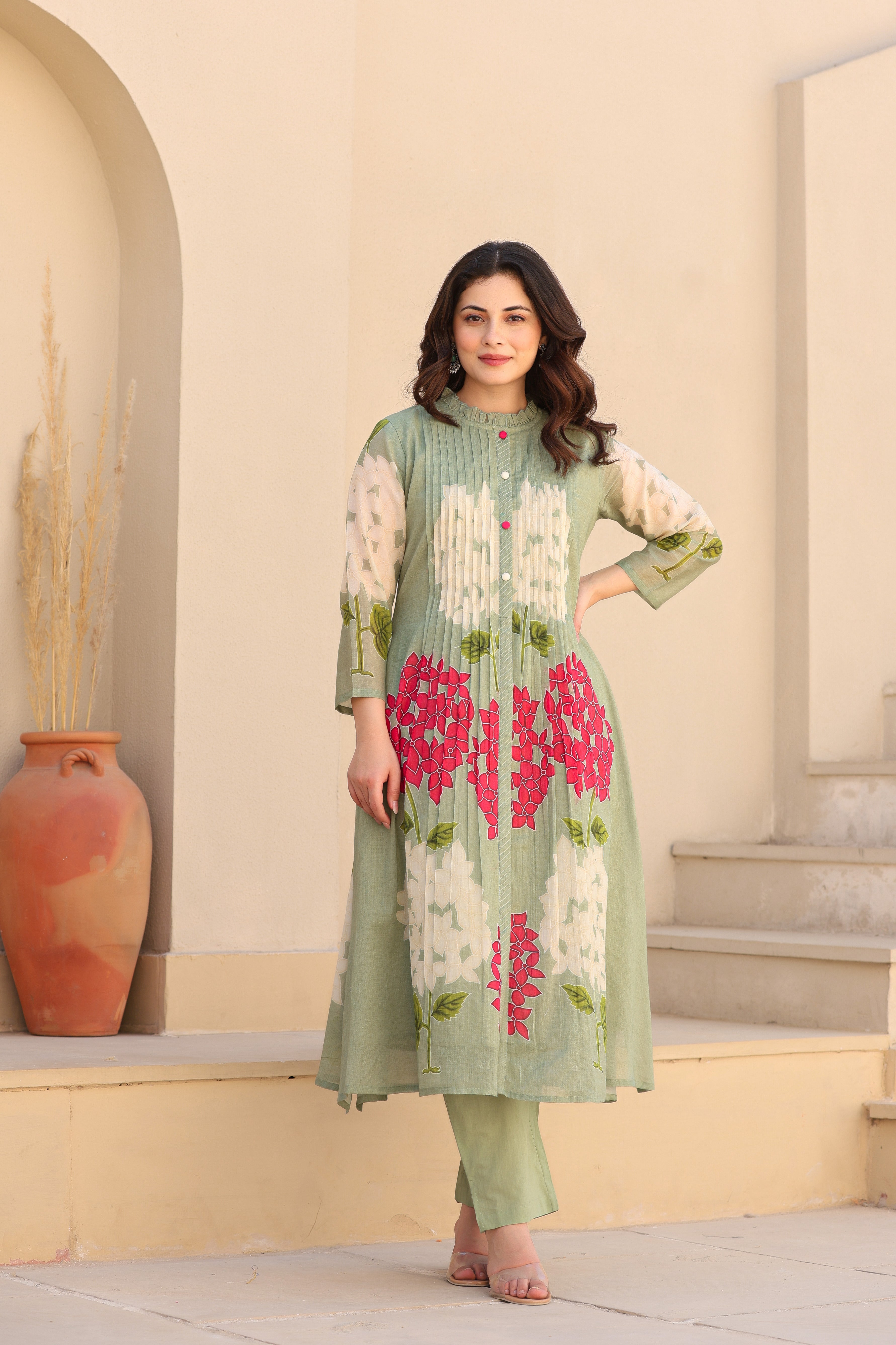 Elegant cotton 2 piece suit