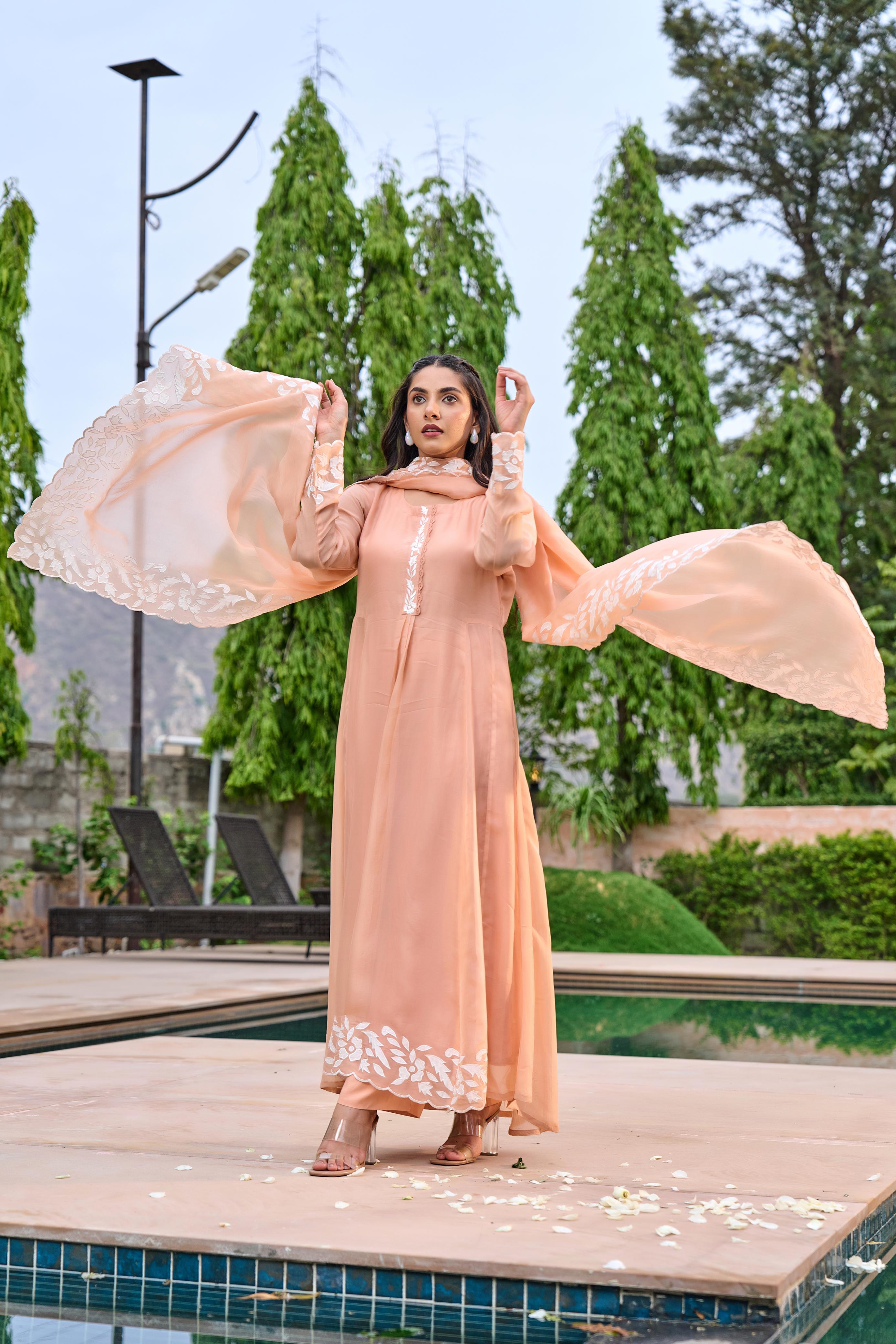 Pastel mul chanderi suit