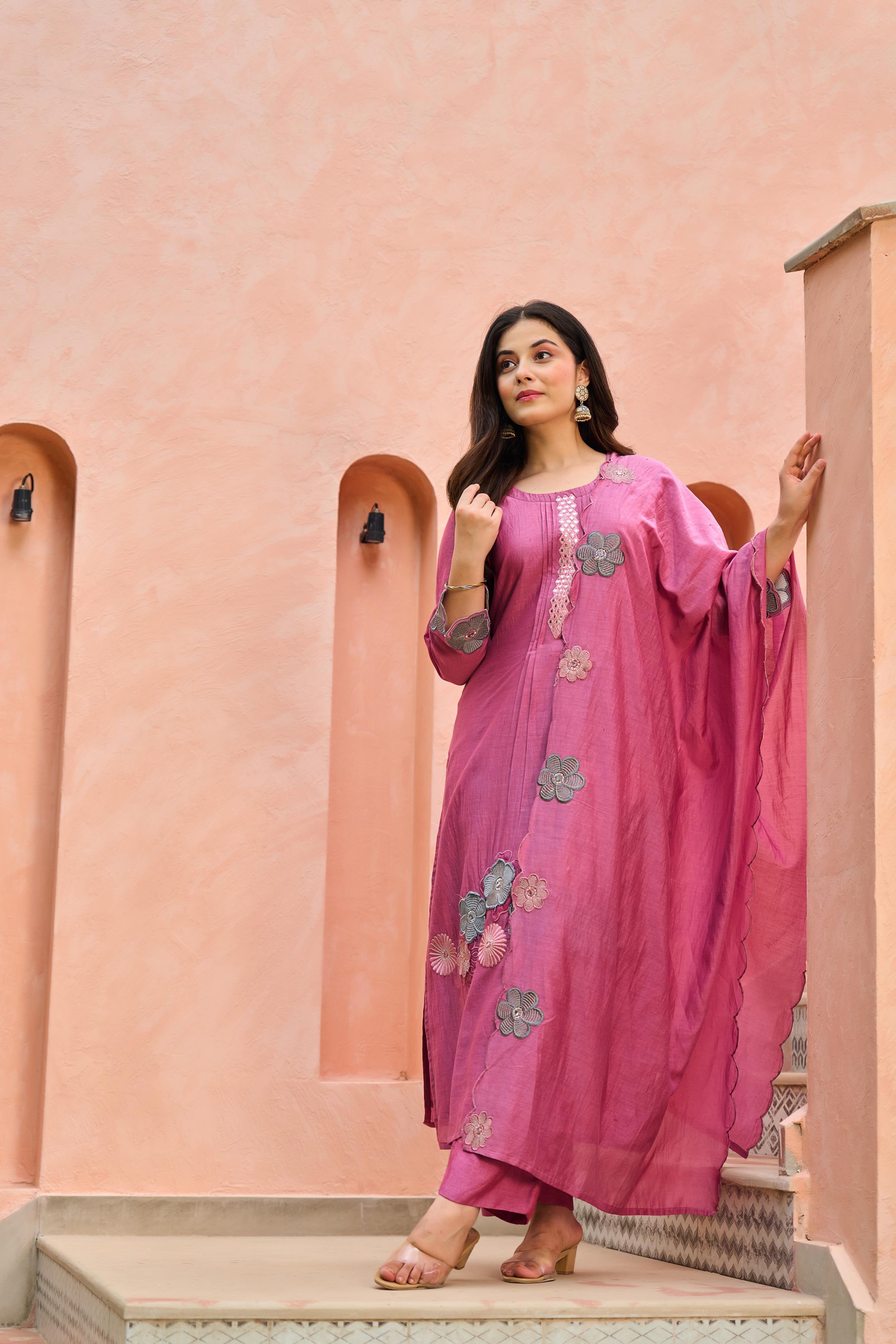 Mul Chanderi 3D design