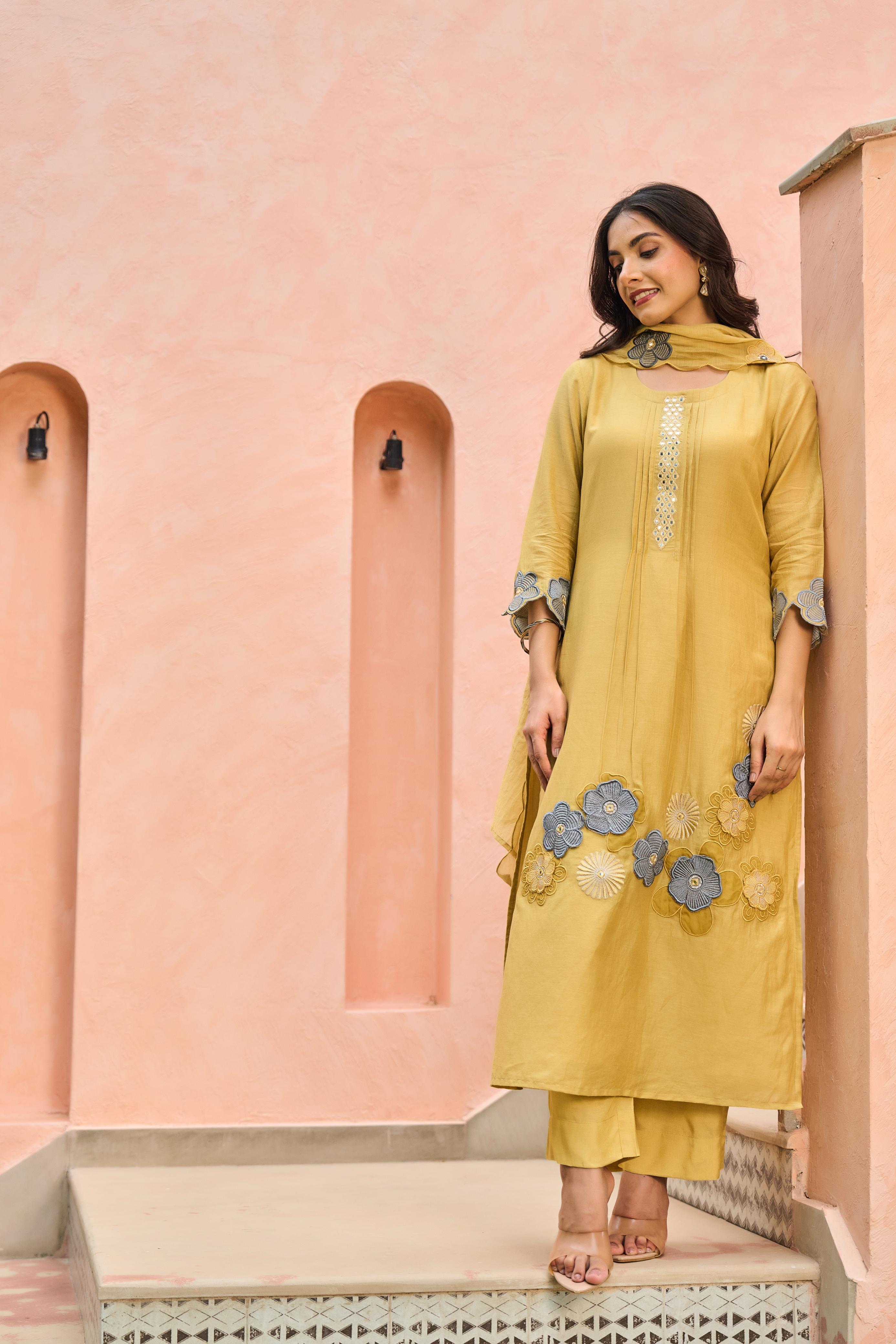 Mul Chanderi 3D design