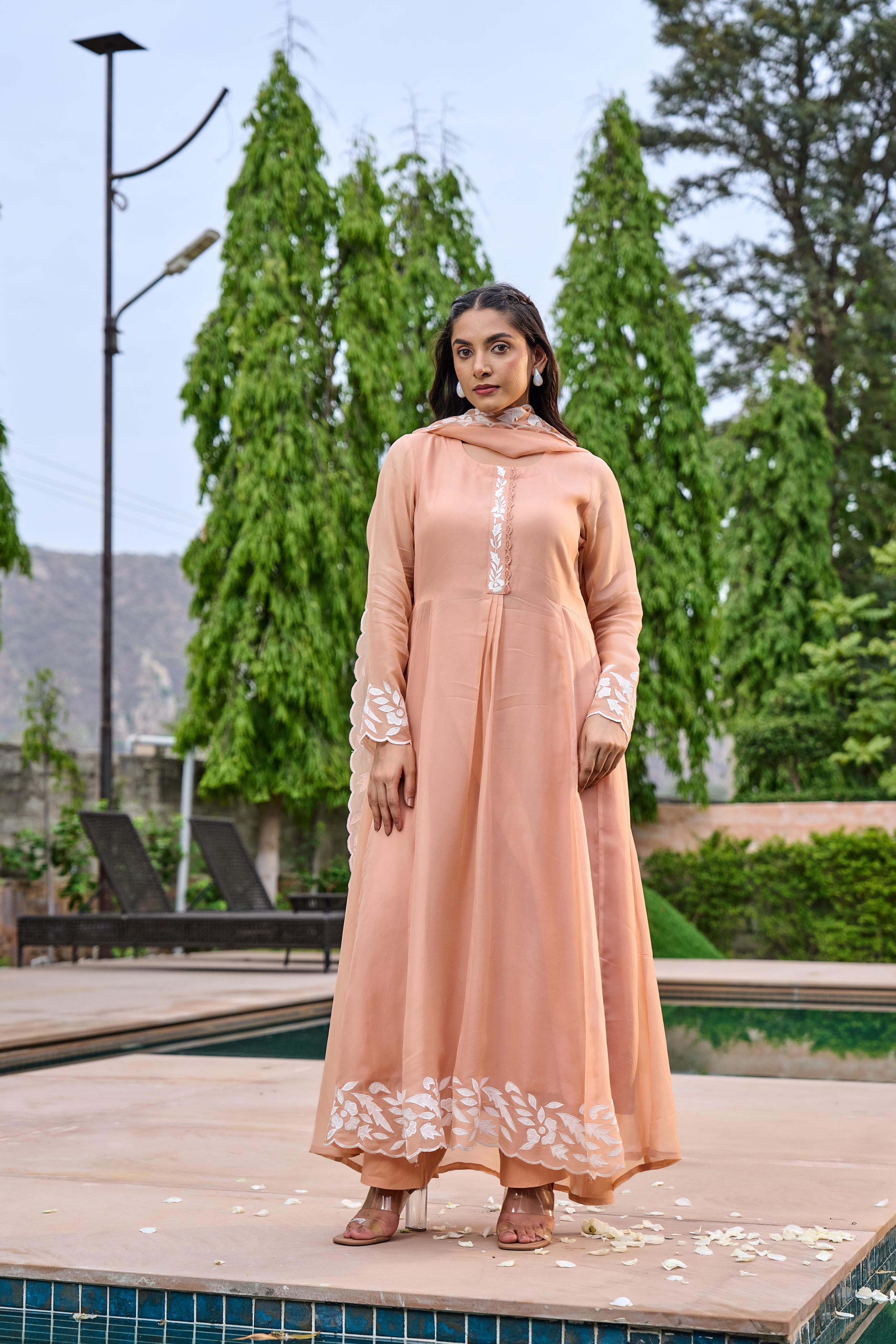 Pastel mul chanderi suit