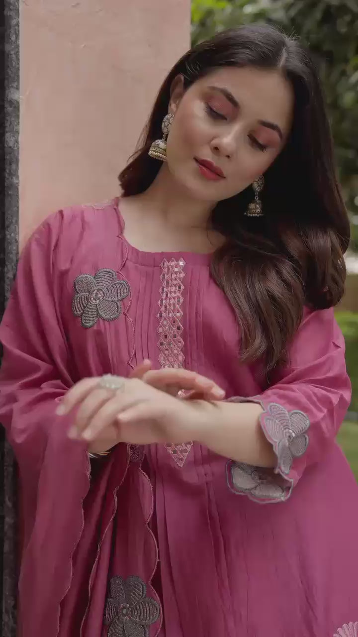 Mul Chanderi 3D design