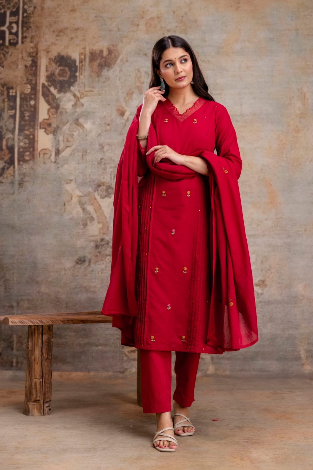 Cotton Thread Work Elegant Suit