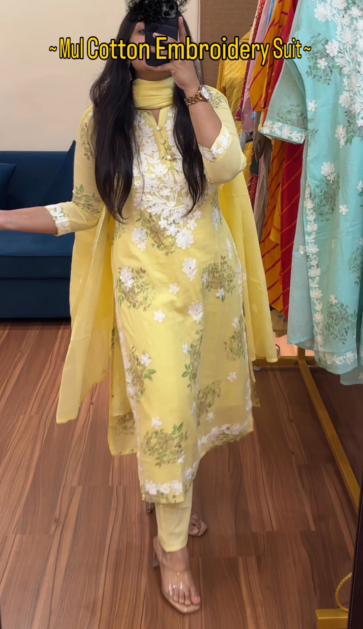 Mul Cotton Thread Work Elegant Suit