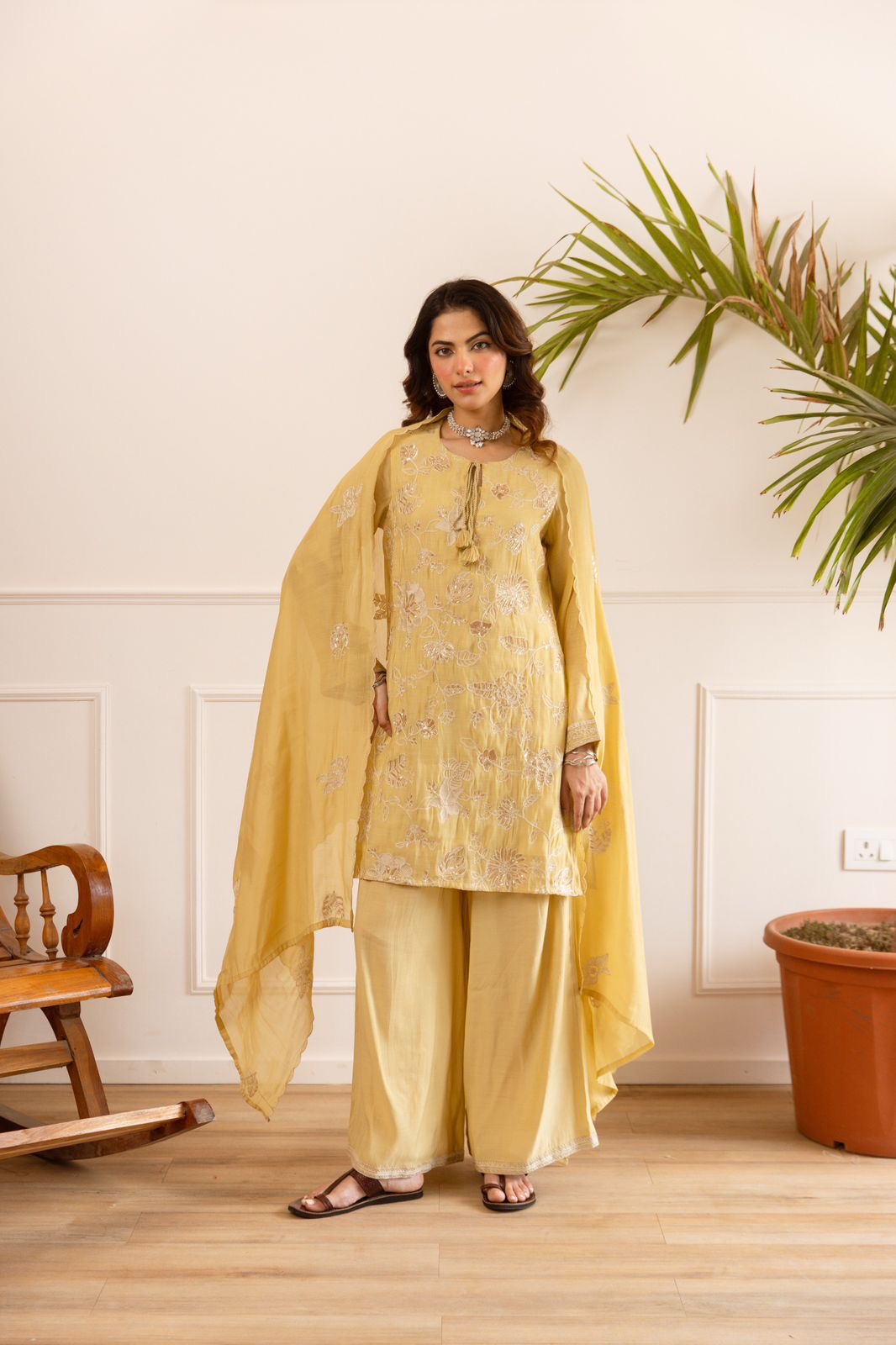 Elegant Mul Chanderi Plazzo Suit Collection