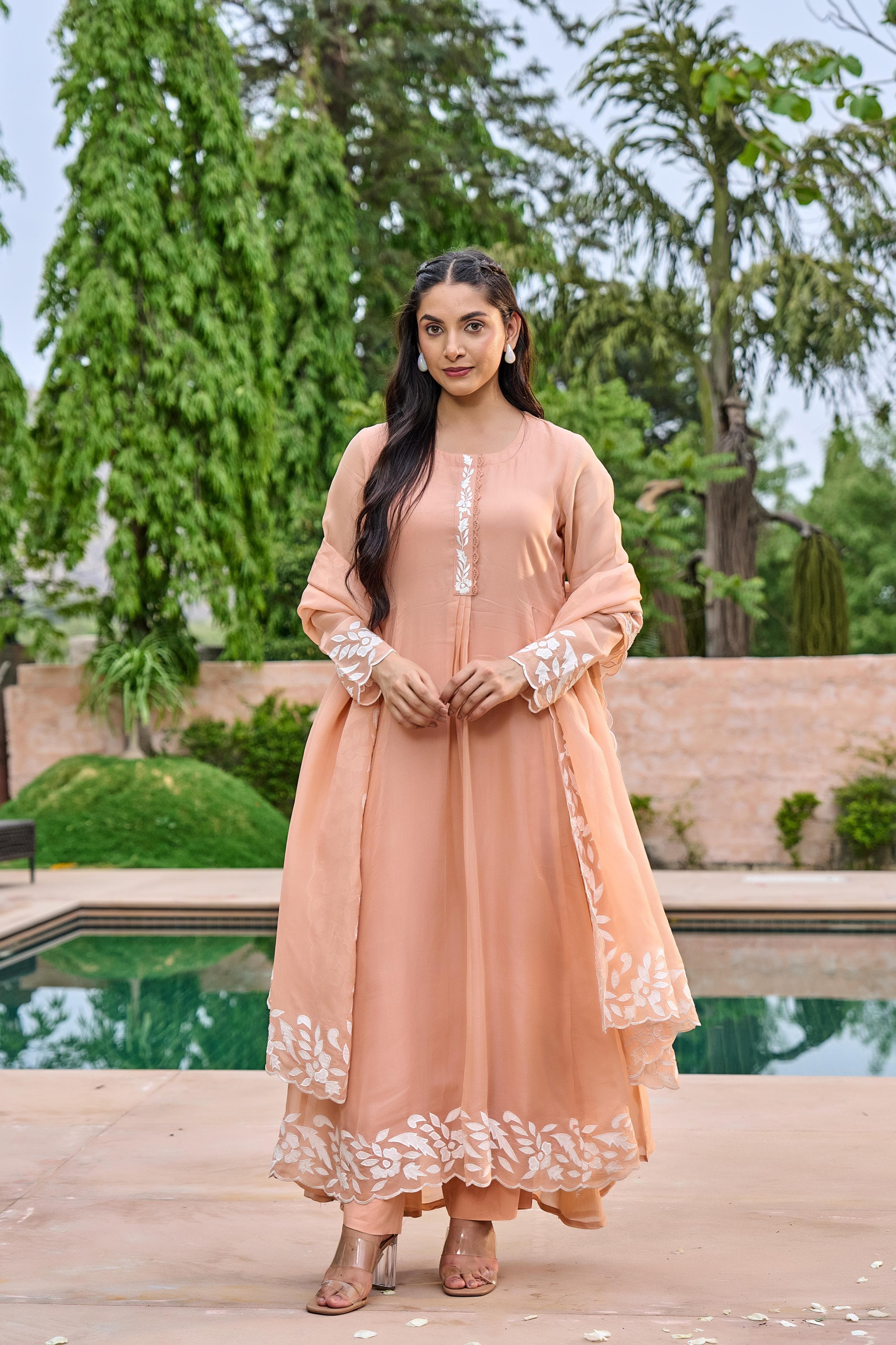 Pastel mul chanderi suit