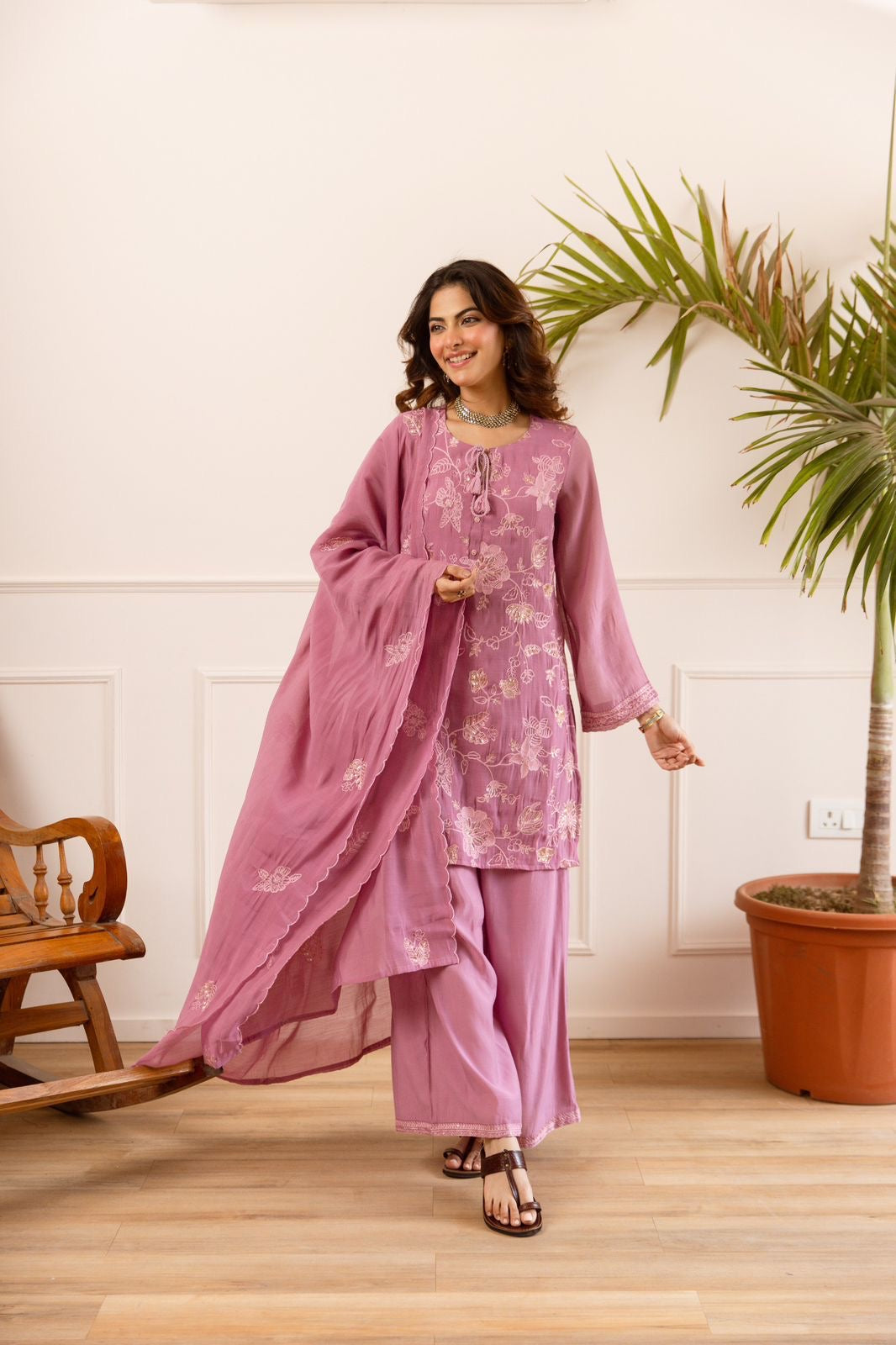 Elegant Mul Chanderi Plazzo Suit Collection