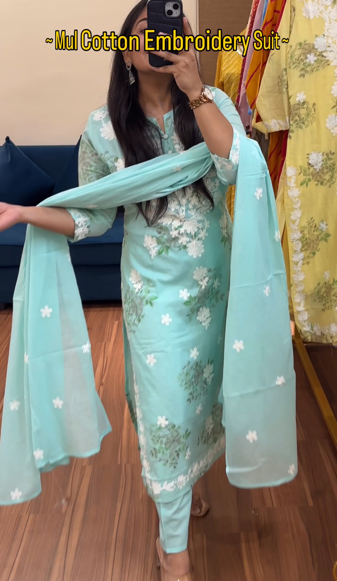 Mul Cotton Thread Work Elegant Suit