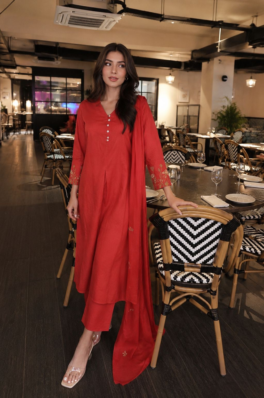 Cotton Thread Work Elegant Suit