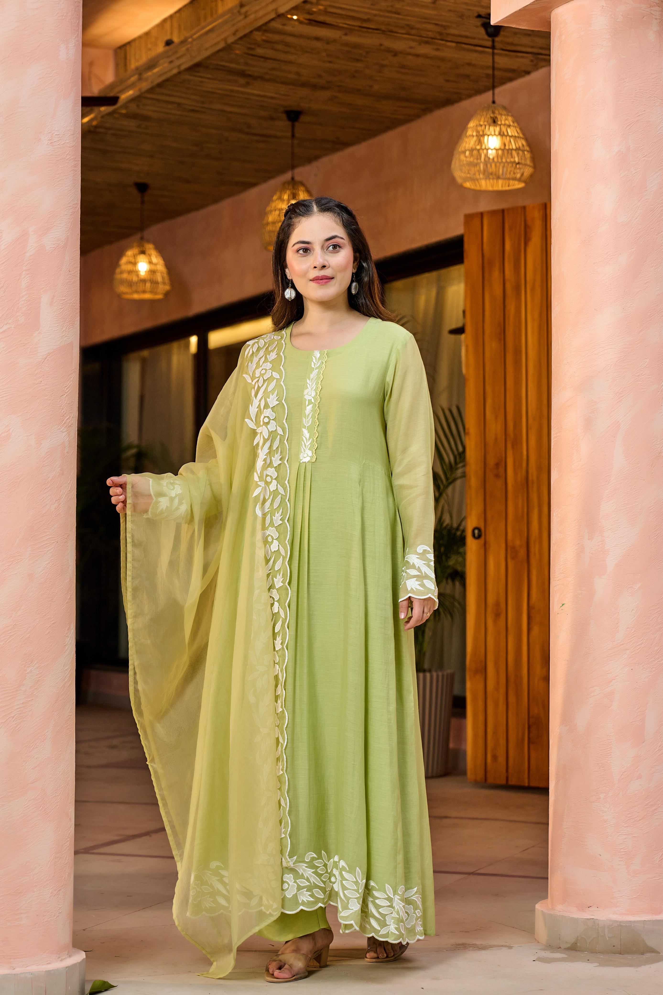 Pastel mul chanderi suit