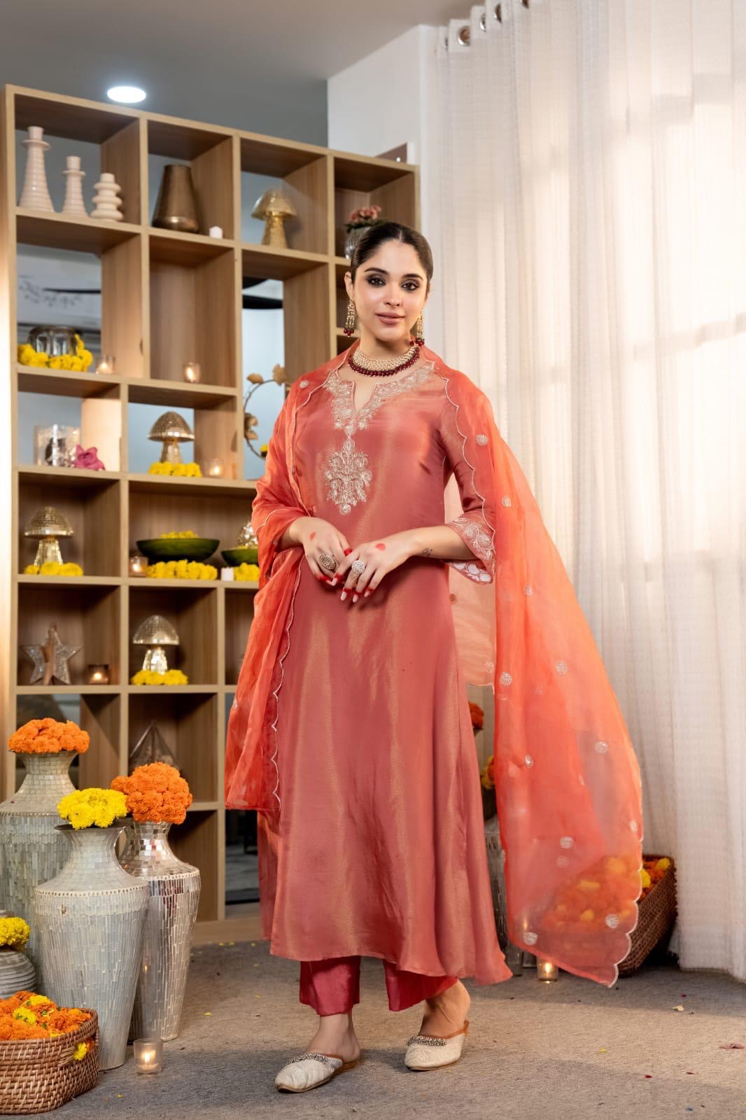 Crystal Silk Mul Chanderi Graceful Elegance Suit