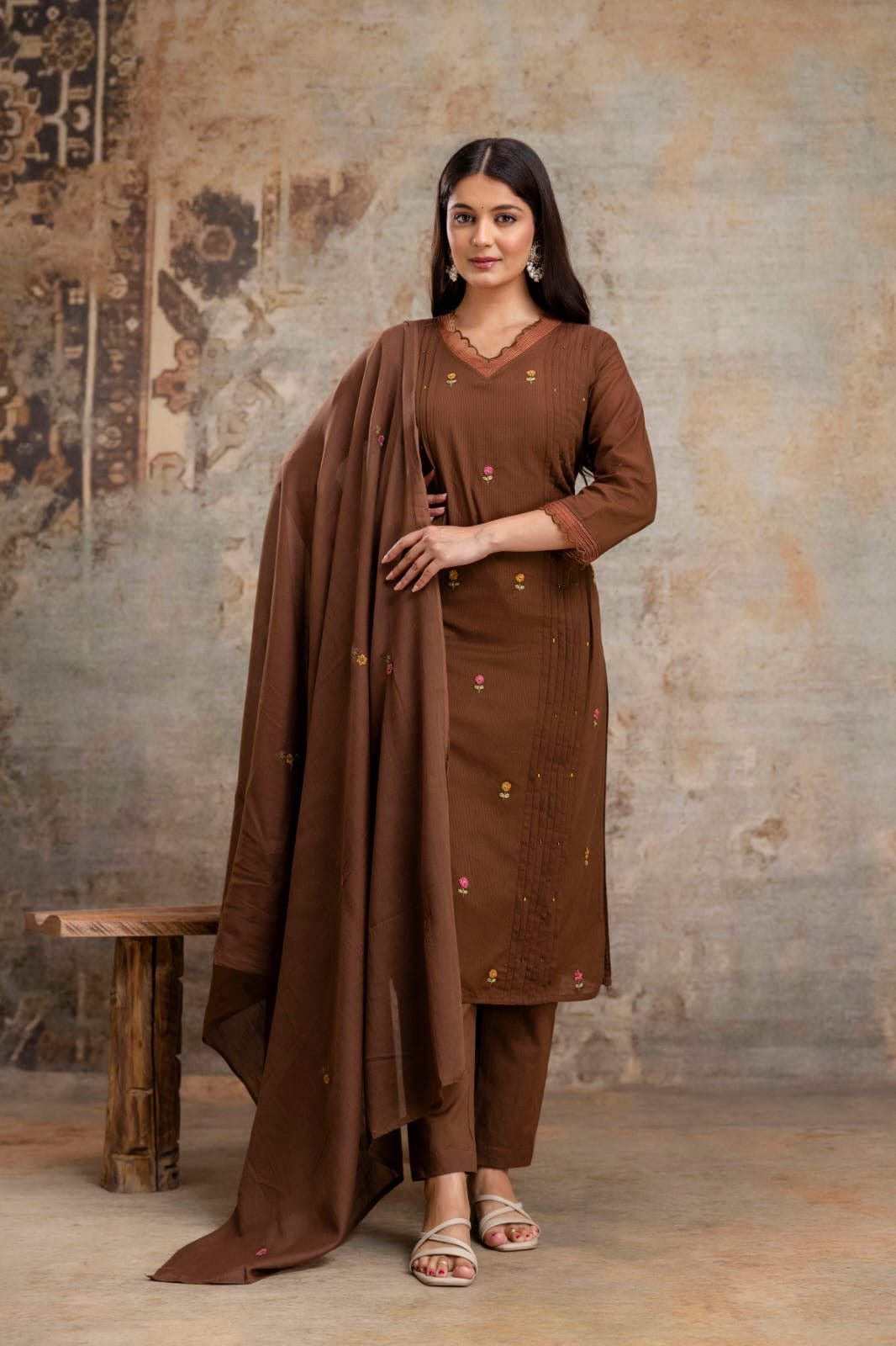 Cotton Thread Work Elegant Suit