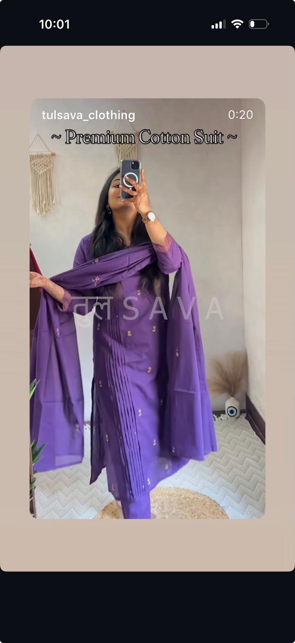 Cotton Thread Work Elegant Suit