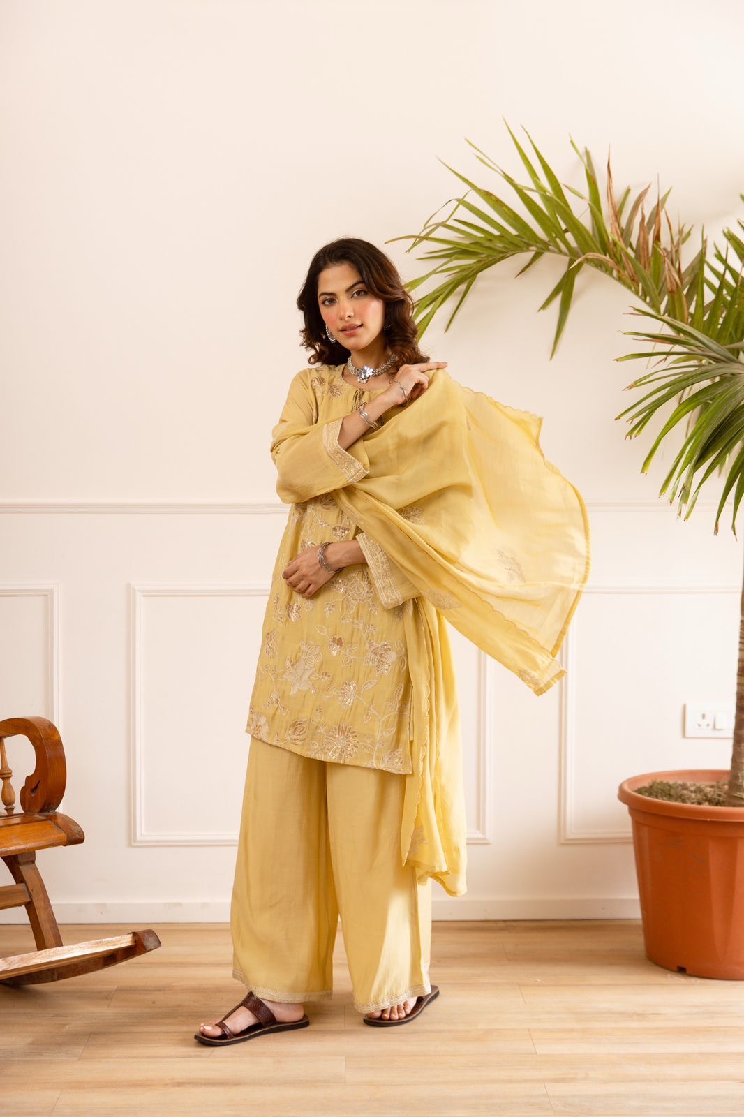 Elegant Mul Chanderi Plazzo Suit Collection