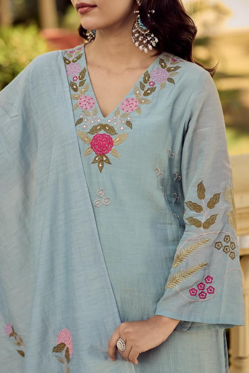 Mul chanderi elegance premium suit