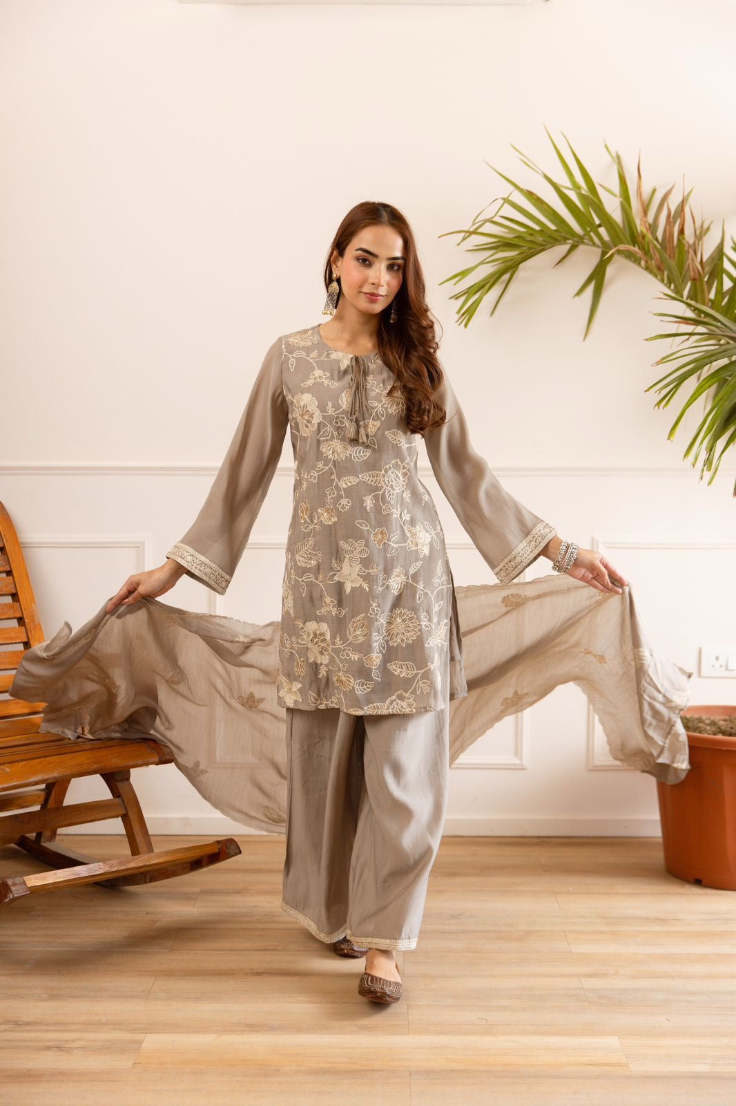 Elegant Mul Chanderi Plazzo Suit Collection