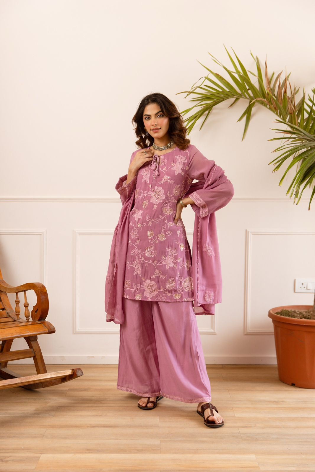 Elegant Mul Chanderi Plazzo Suit Collection