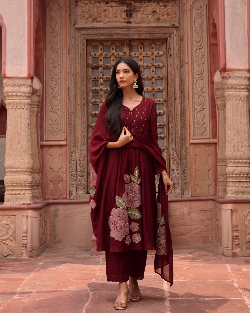 Mul Chanderi 3 piece Suit