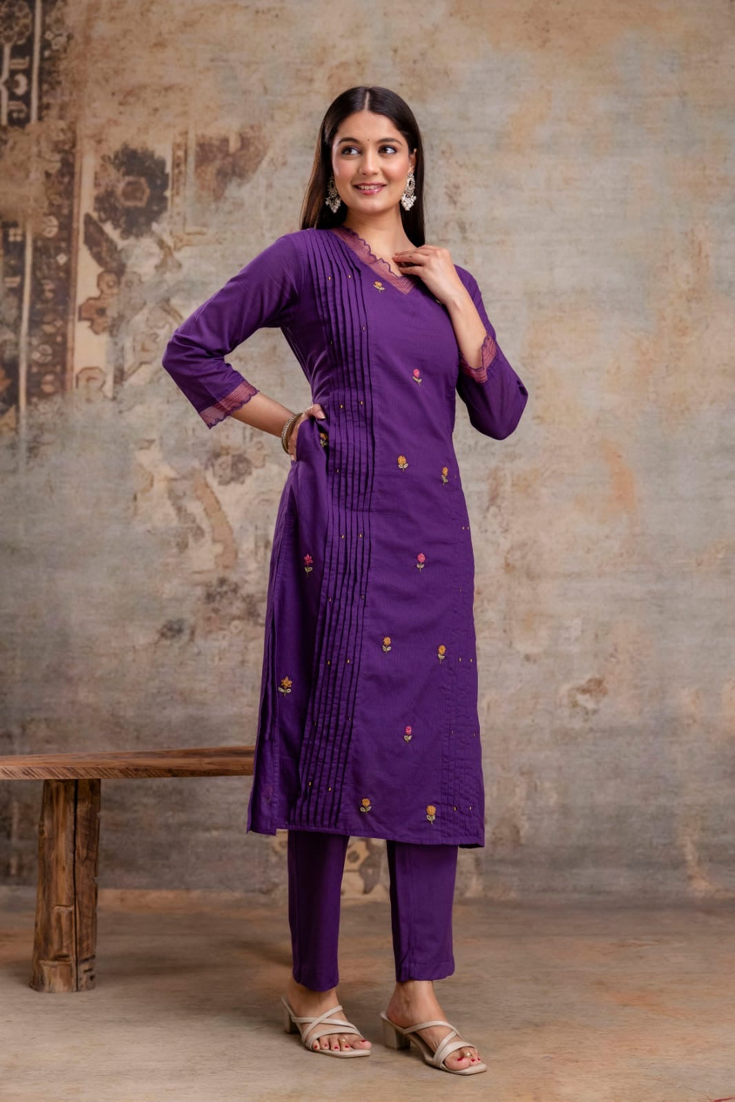 Cotton Thread Work Elegant Suit