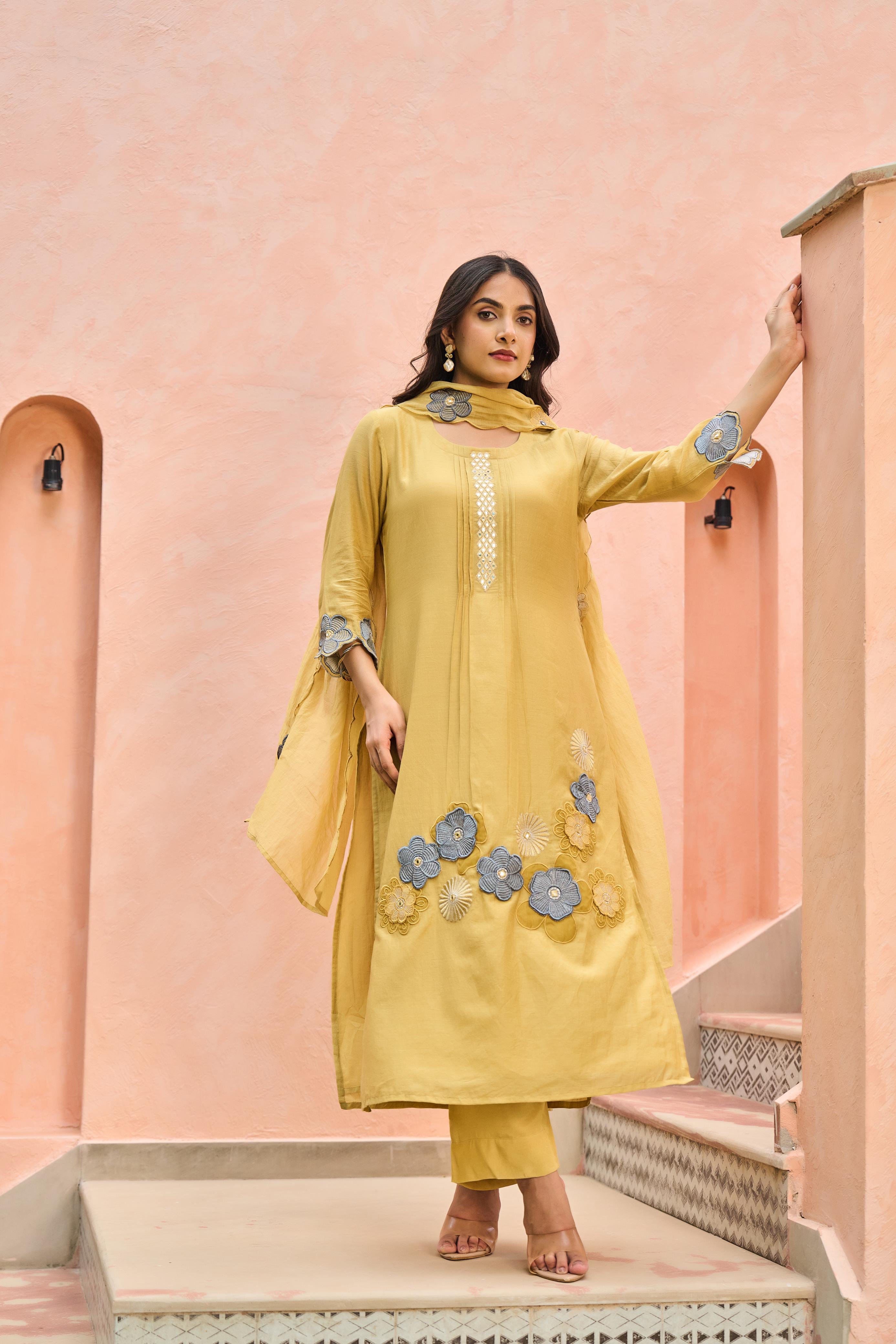 Mul Chanderi 3D design