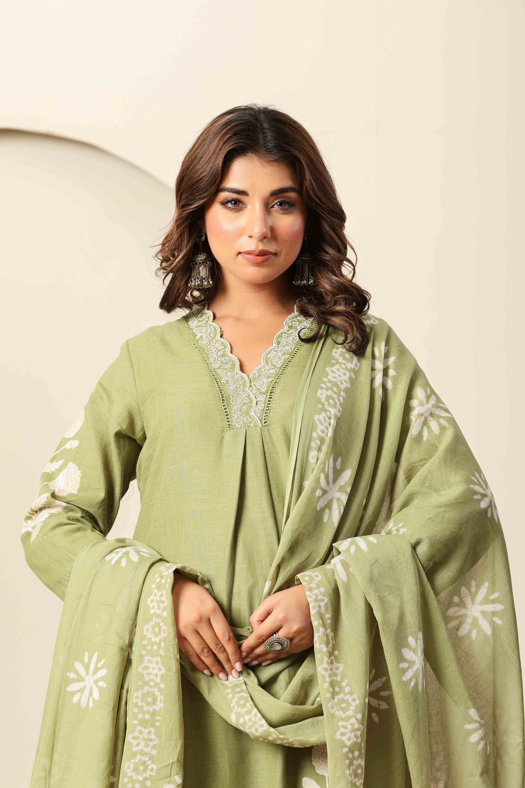 Cotton Elegance Block Printed Palazzo Suit.