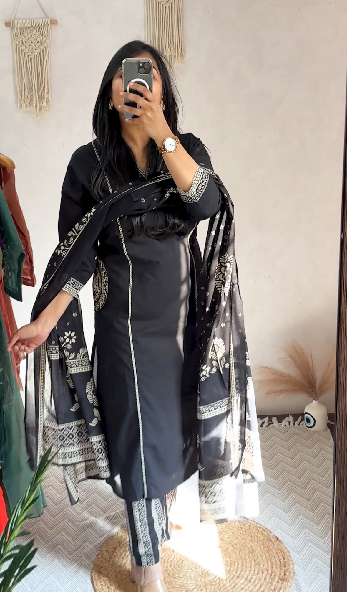 Pure Cotton Thread Work A-line  Elegant Suit