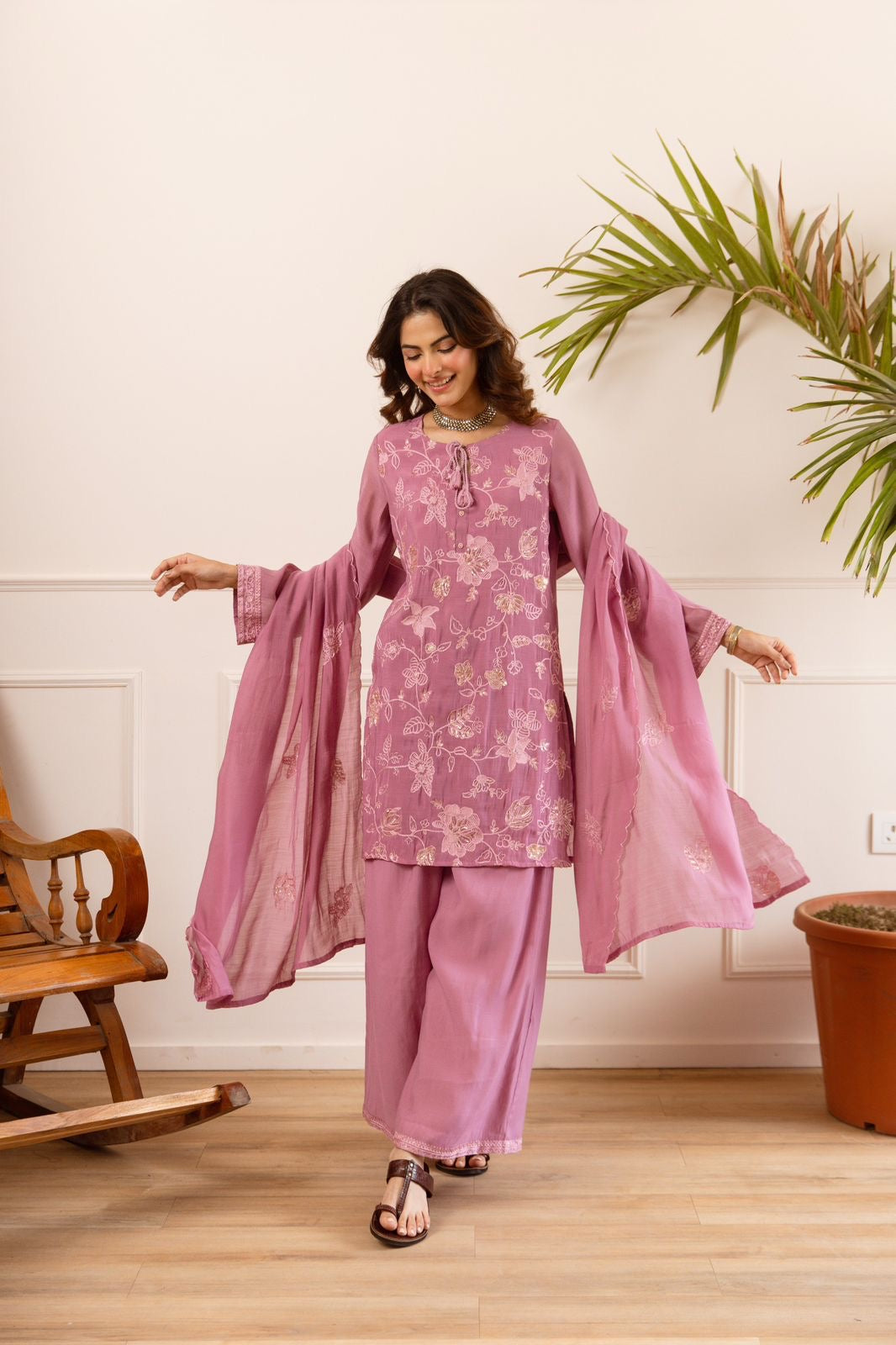 Elegant Mul Chanderi Plazzo Suit Collection