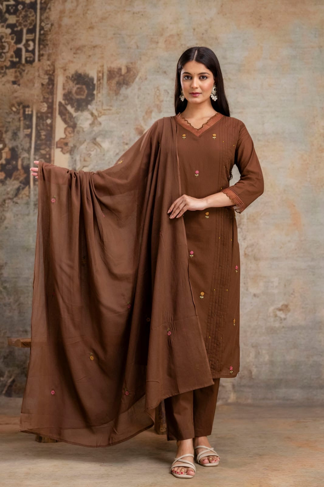 Cotton Thread Work Elegant Suit