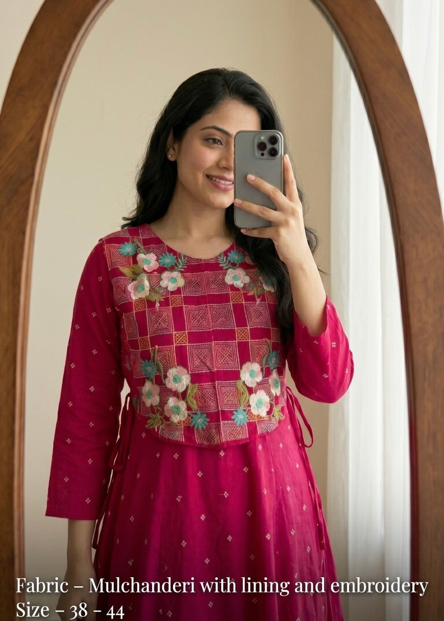 Mul chanderi Kurta Pant and Separate Jacket