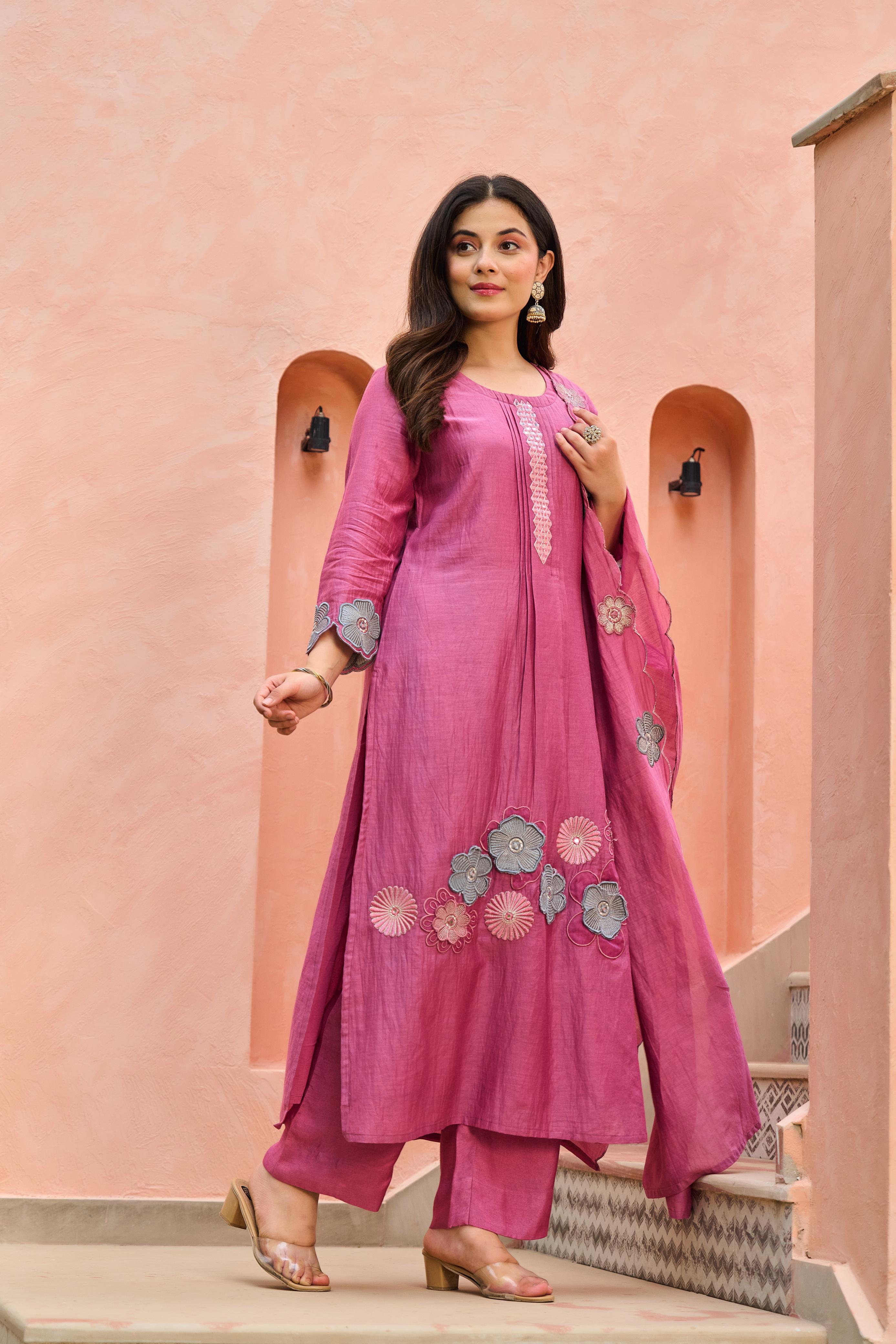 Mul Chanderi 3D design