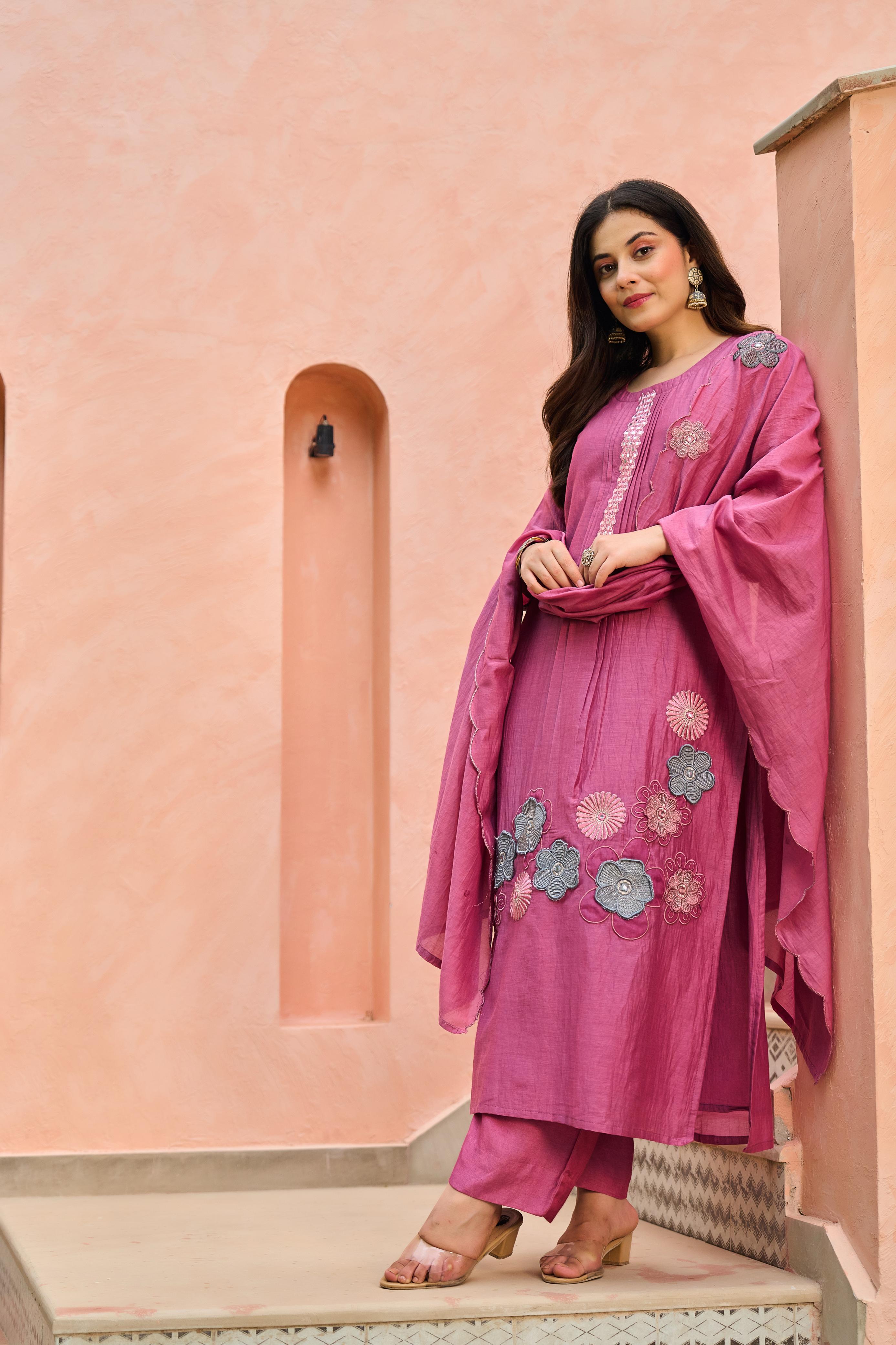 Mul Chanderi 3D design