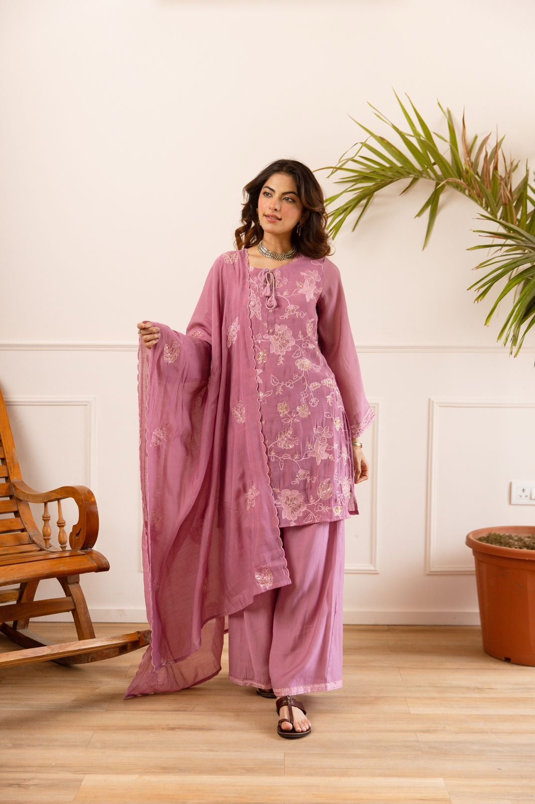 Elegant Mul Chanderi Plazzo Suit Collection
