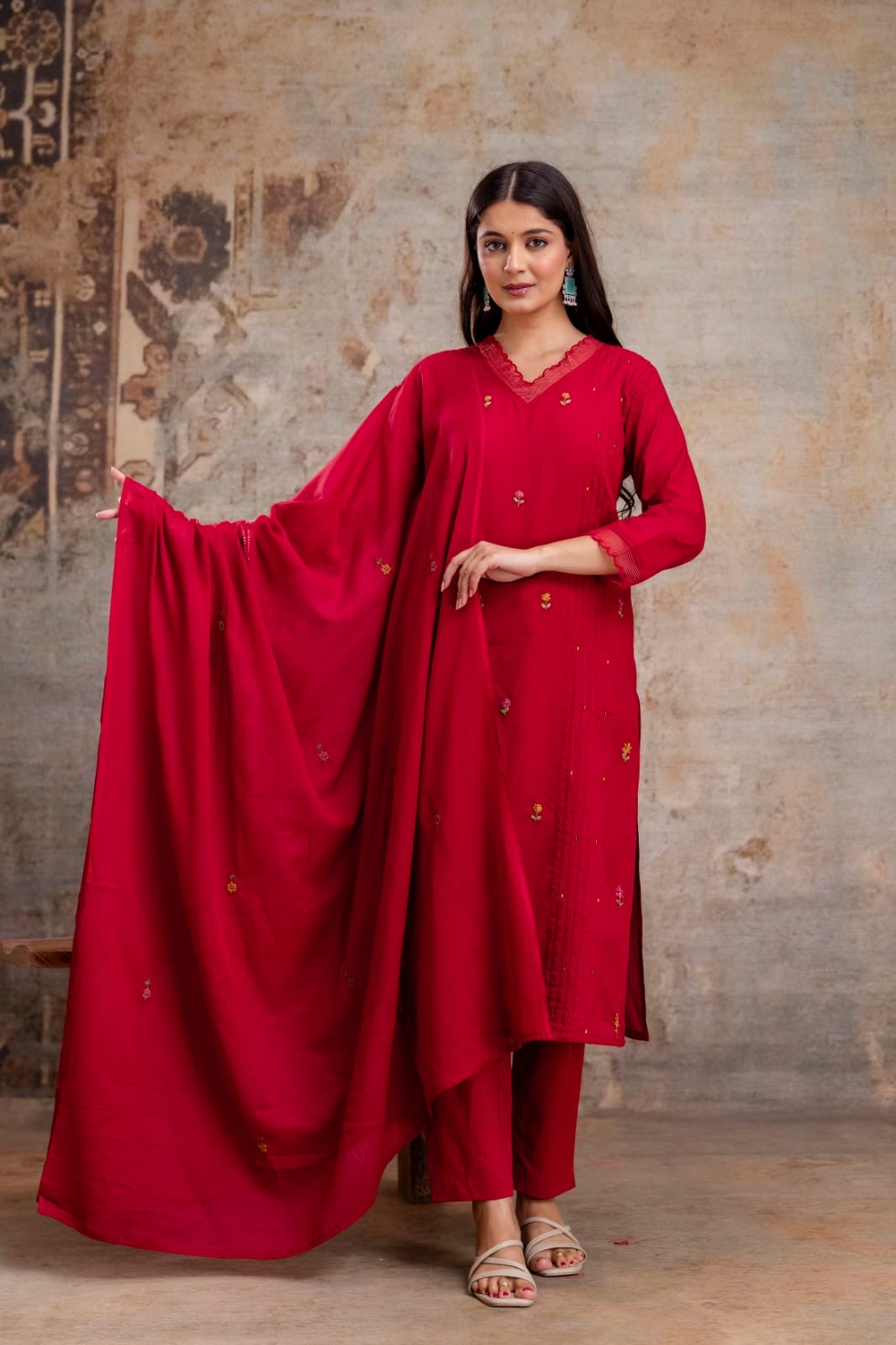 Cotton Thread Work Elegant Suit