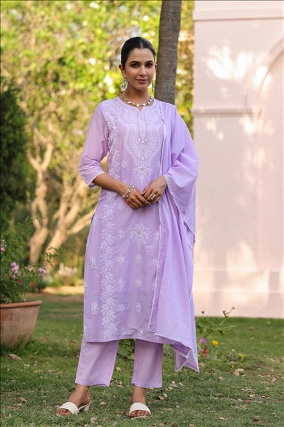 Soft Cotton Thread Work Suit