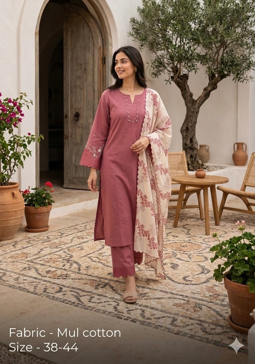 Pure Mul Cotton Premium elegant Suit