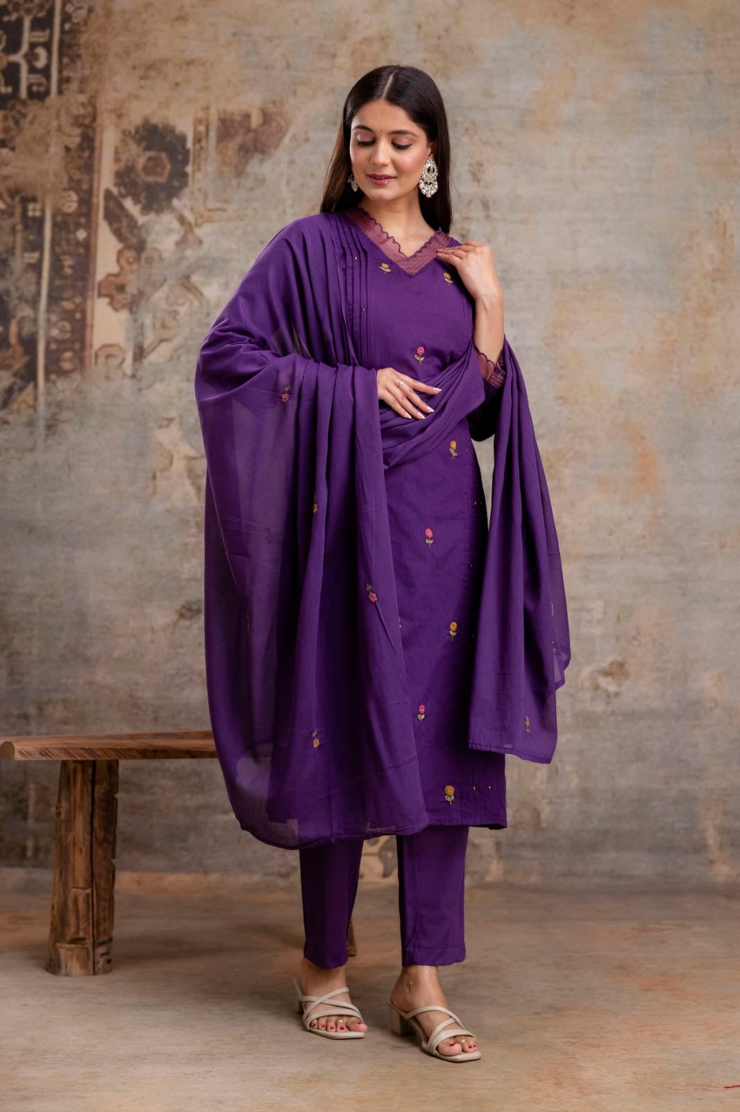 Cotton Thread Work Elegant Suit