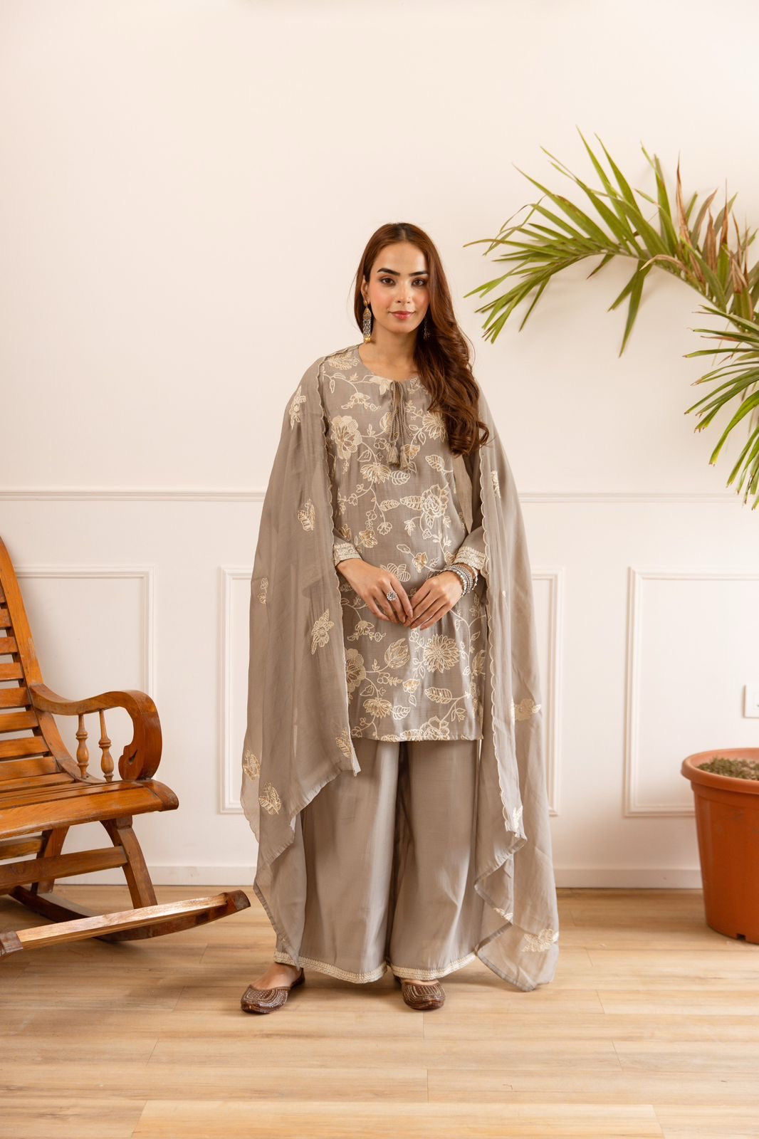 Elegant Mul Chanderi Plazzo Suit Collection