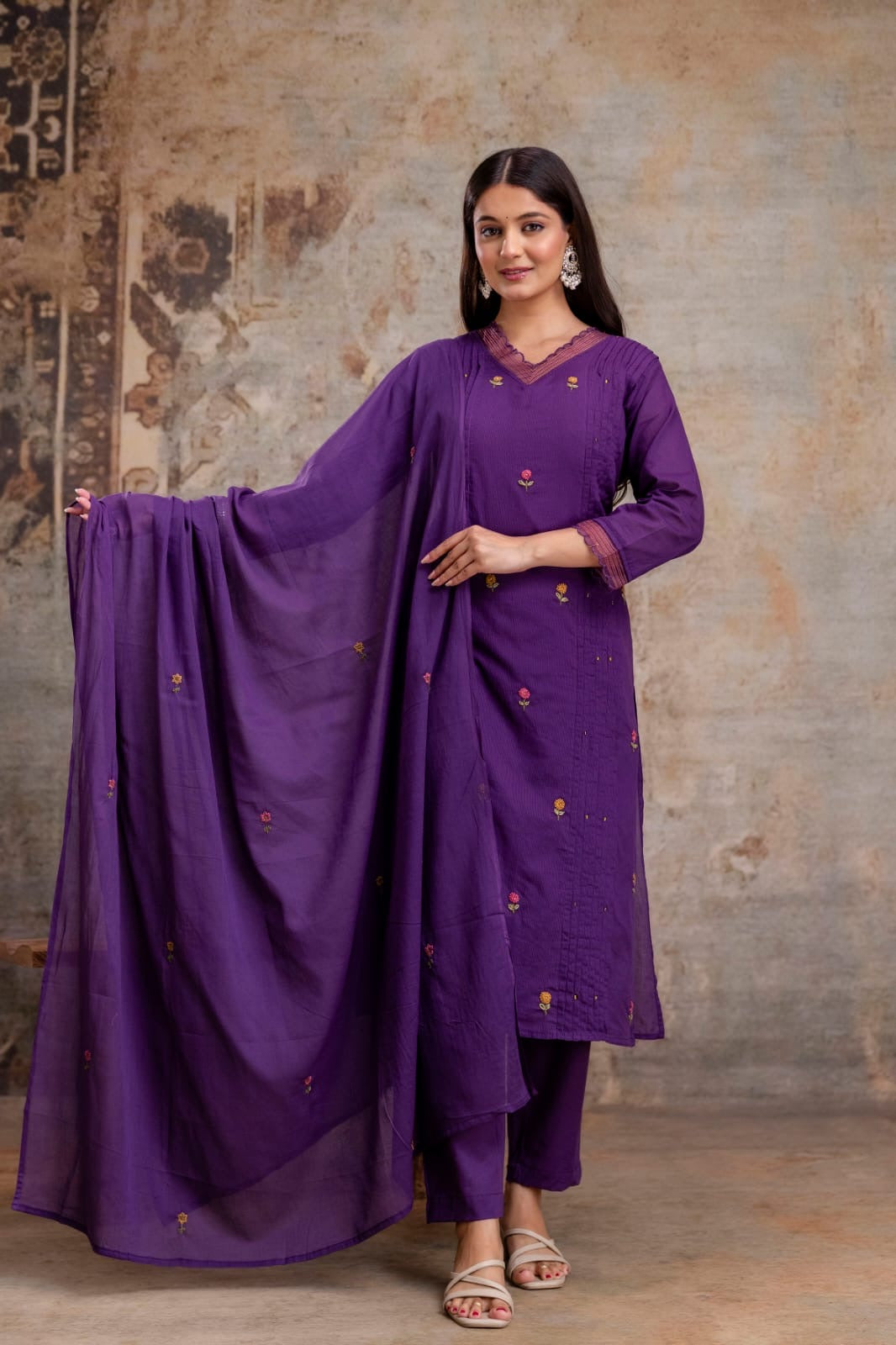 Cotton Thread Work Elegant Suit