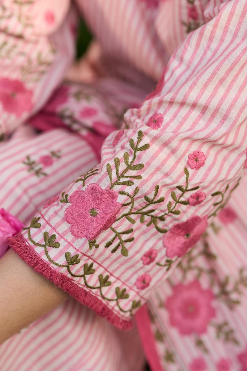 Pure Cotton Thread Work Elegant Suit