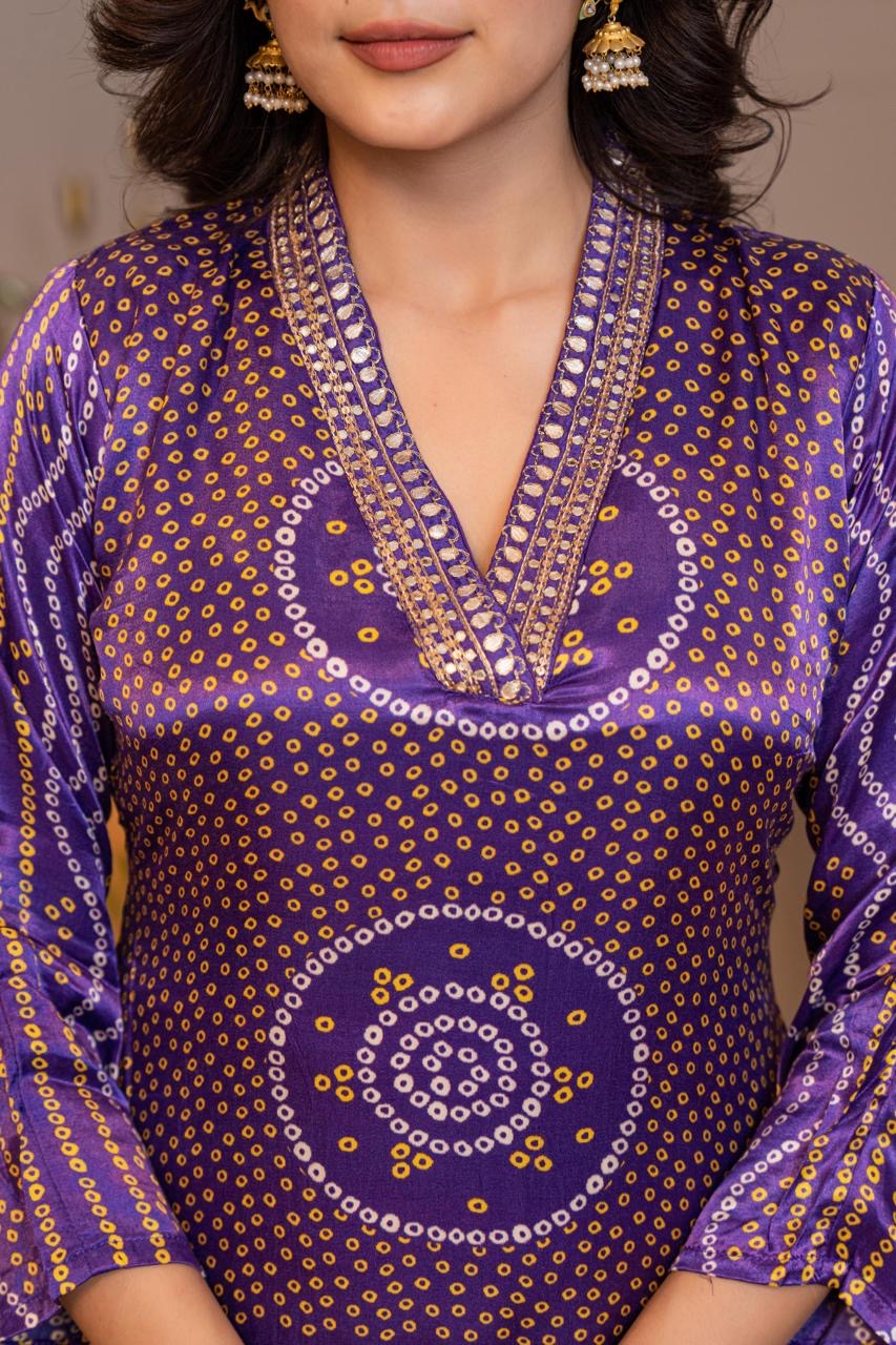 Gajji silk bandhani suit