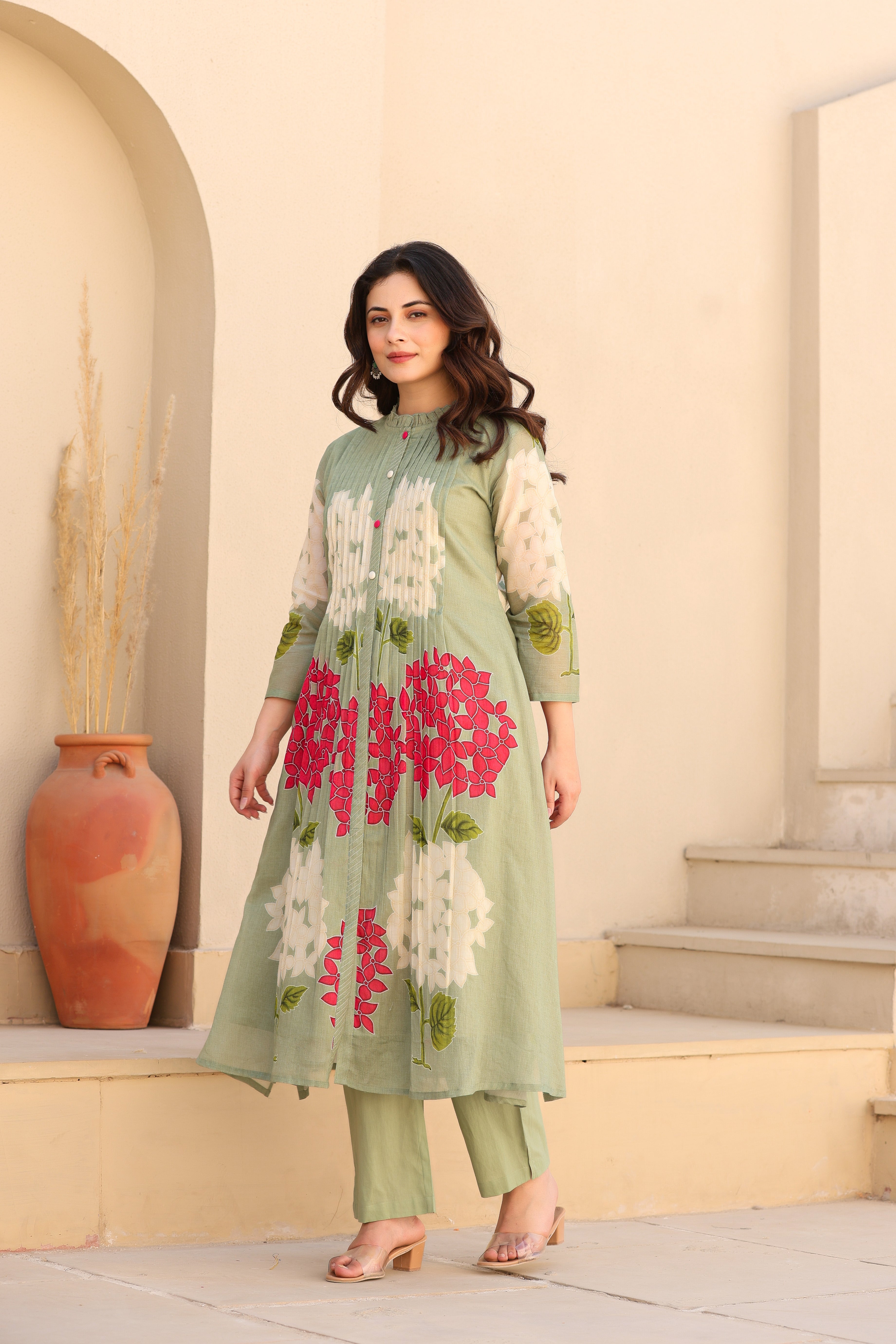 Elegant cotton 2 piece suit