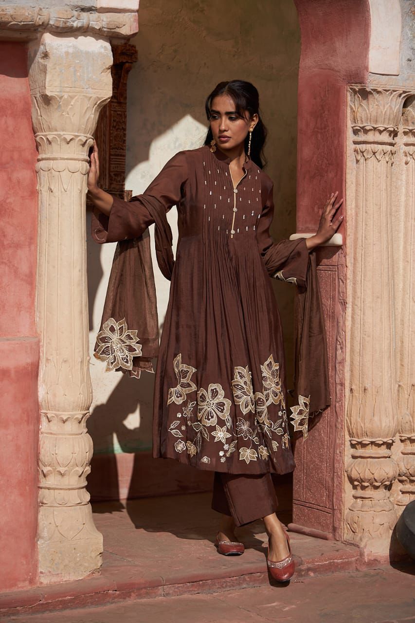Saanjh Pushp Mul Chanderi Set